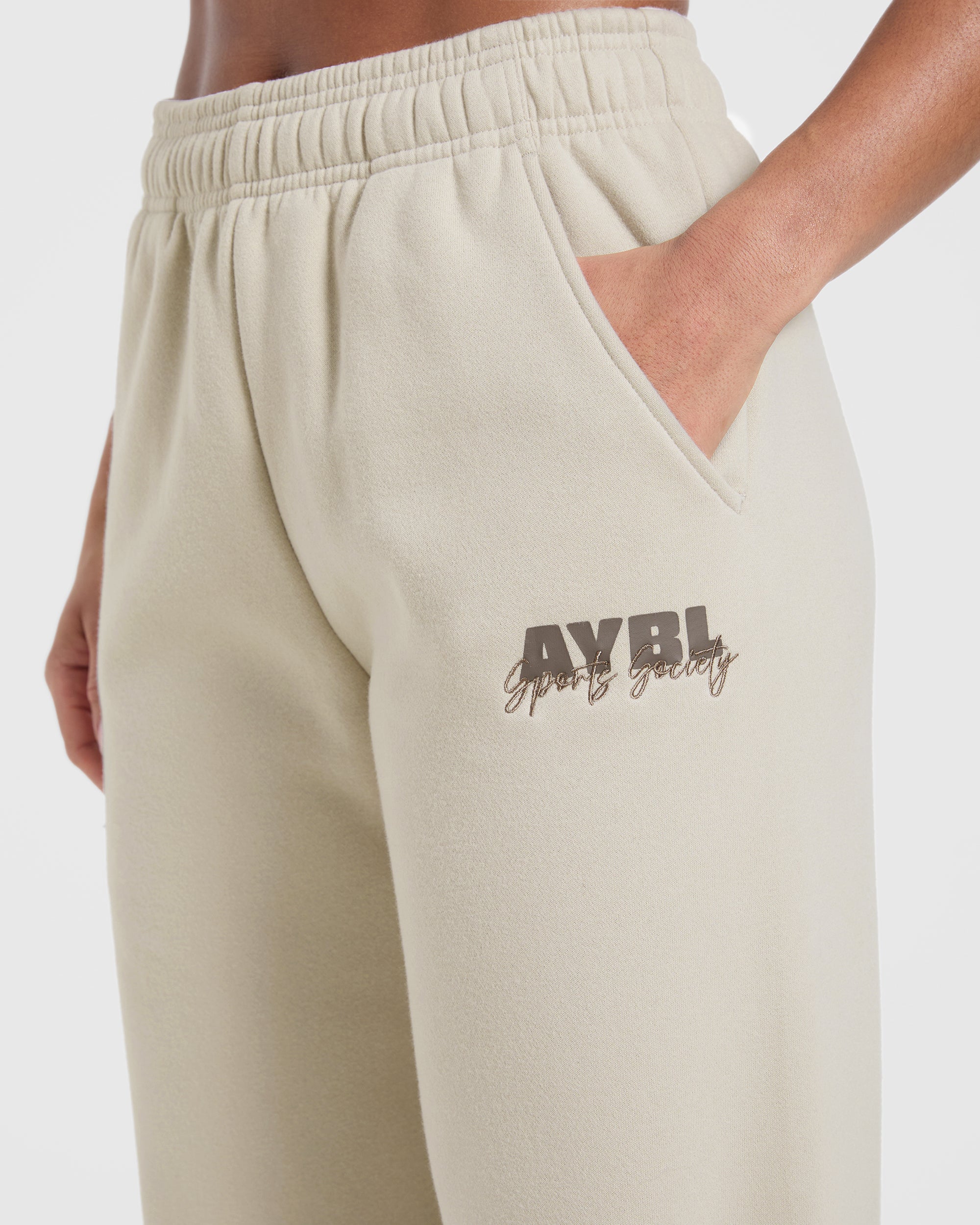 Sports Society Oversized Straight Leg Joggers - Sand