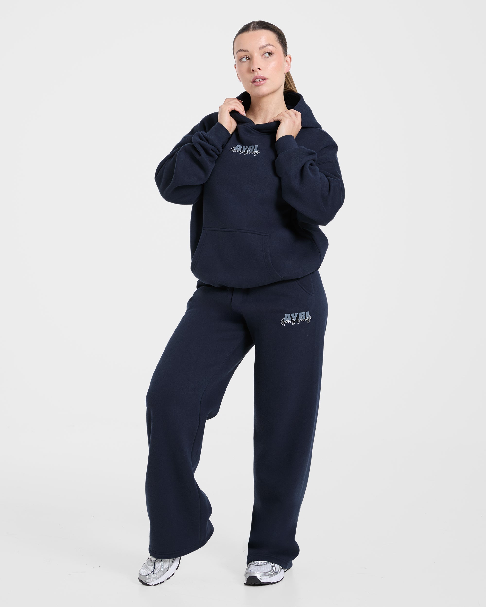 Sports Society Oversized Straight Leg Joggers - Navy