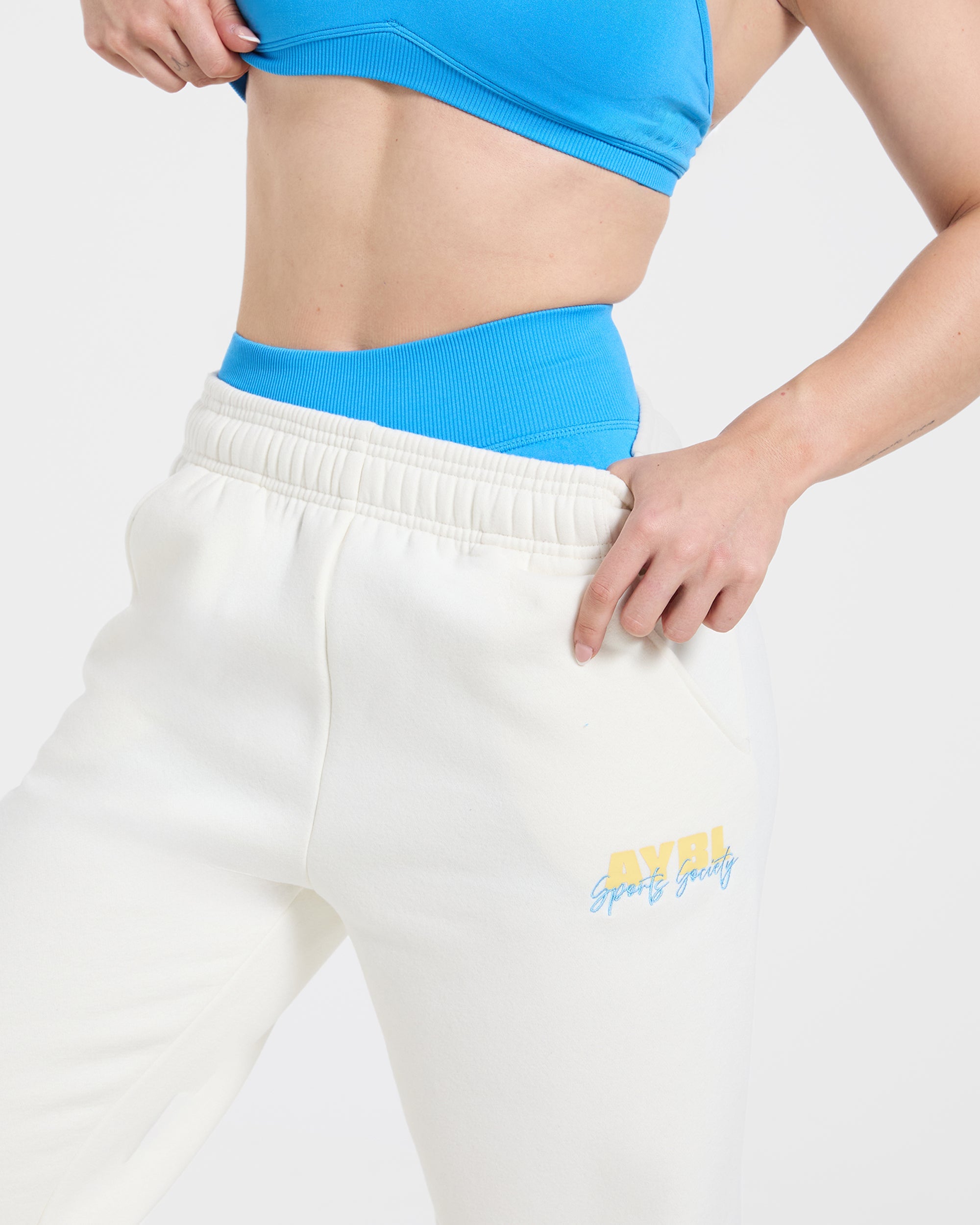 Sports Society Oversized Straight Leg Joggers - Off Blanc