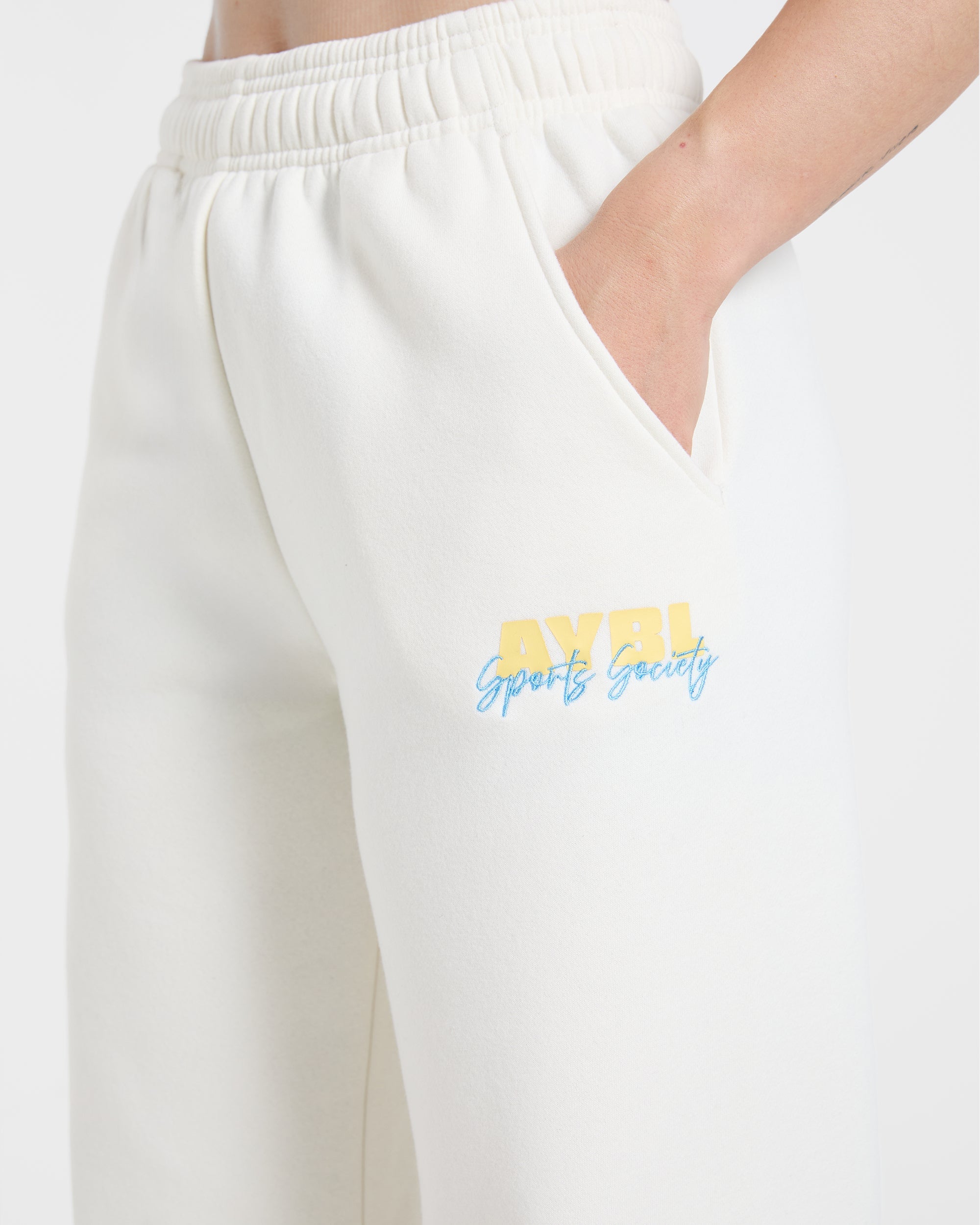 Sports Society Oversized Straight Leg Joggers - Off Blanc