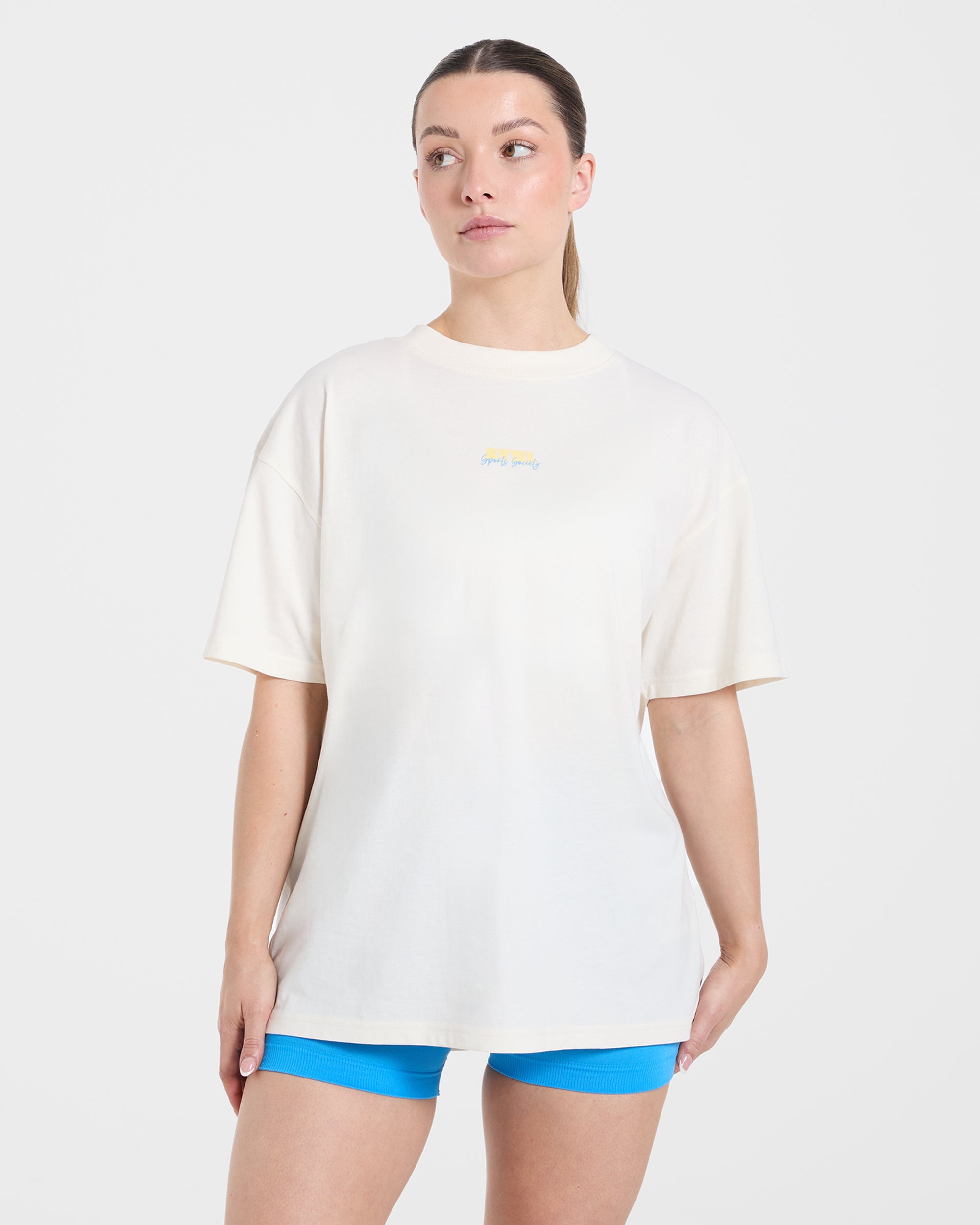 AYBL Sports Society Oversized T Shirt - Off Blanc