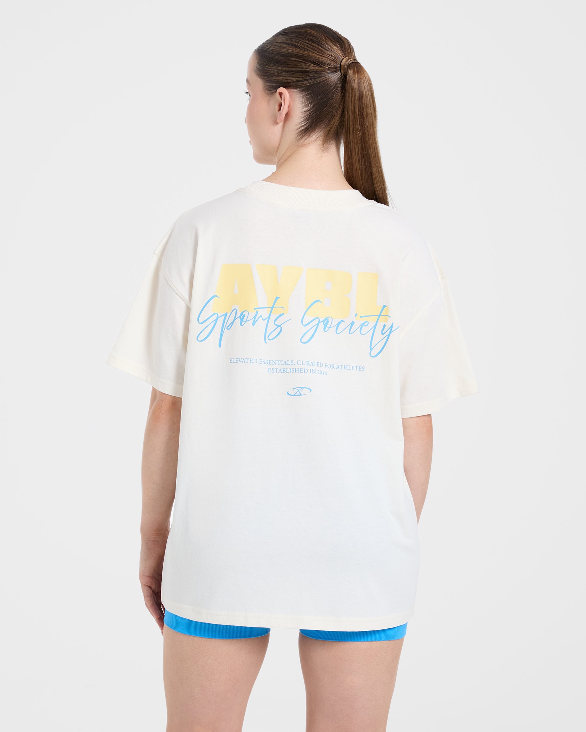 AYBL Sports Society Oversized T Shirt - Off Blanc