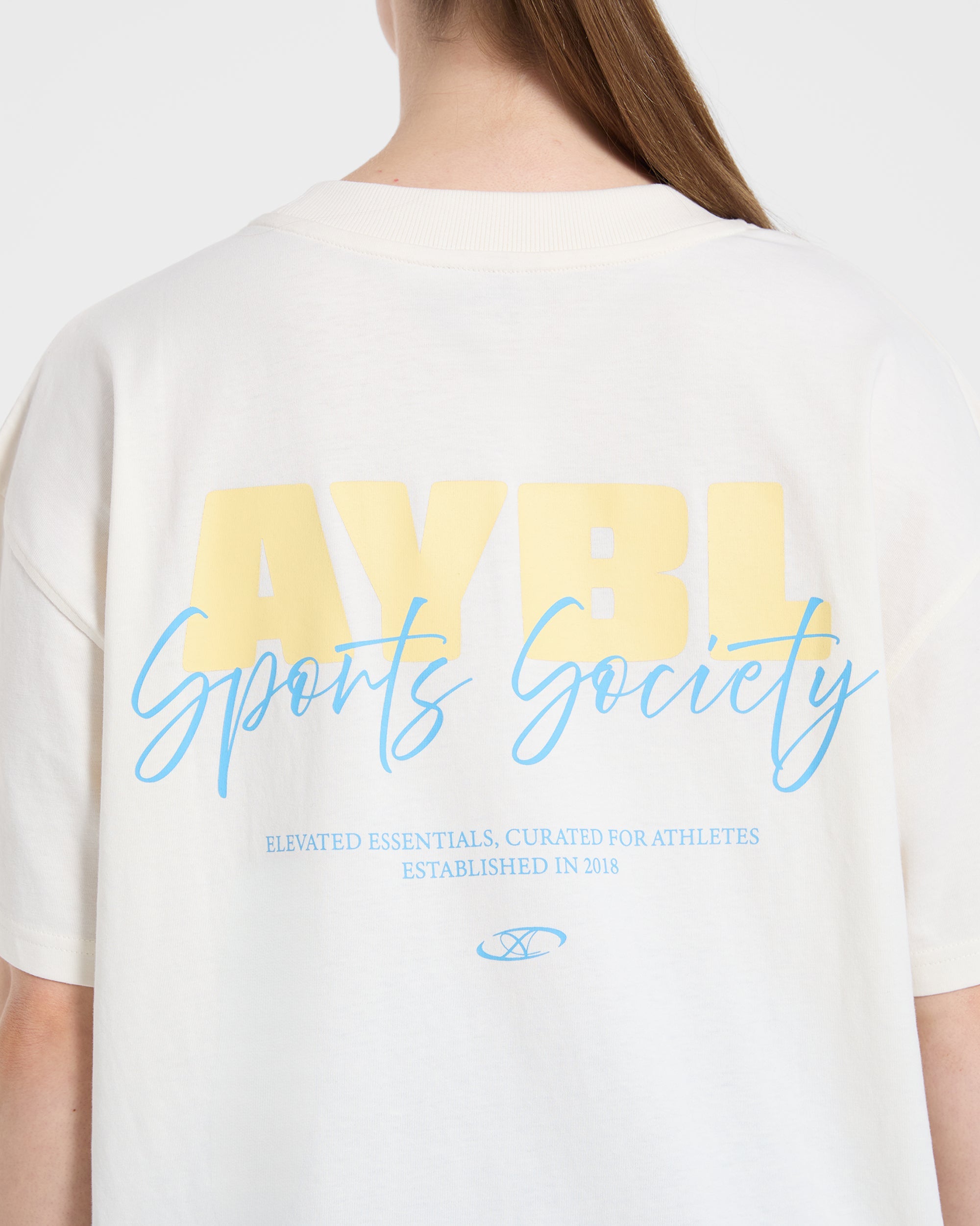 AYBL Sports Society Oversized T Shirt - Off Blanc