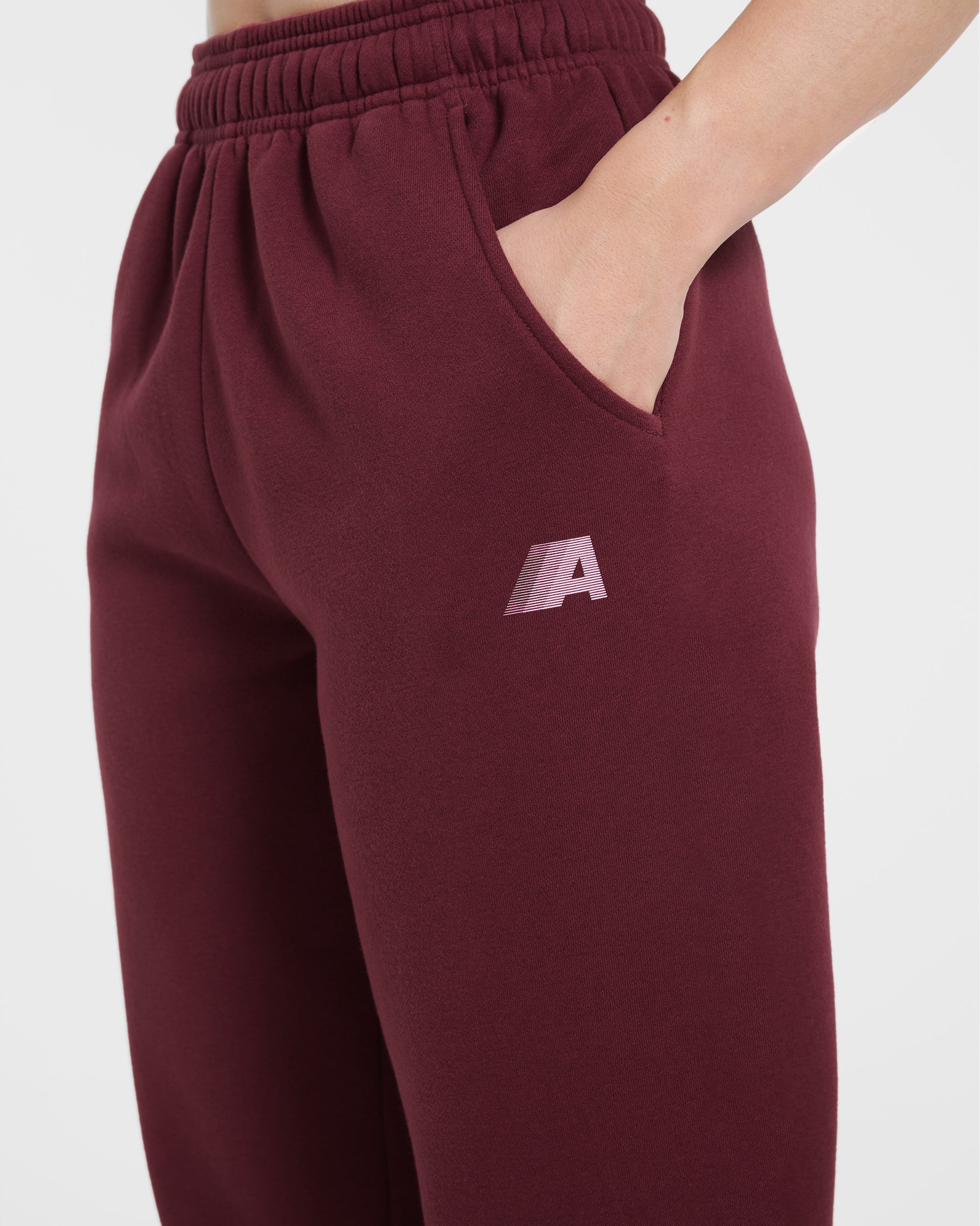 Retro Athletics Oversized Joggers - Deep Raspberry/Rose