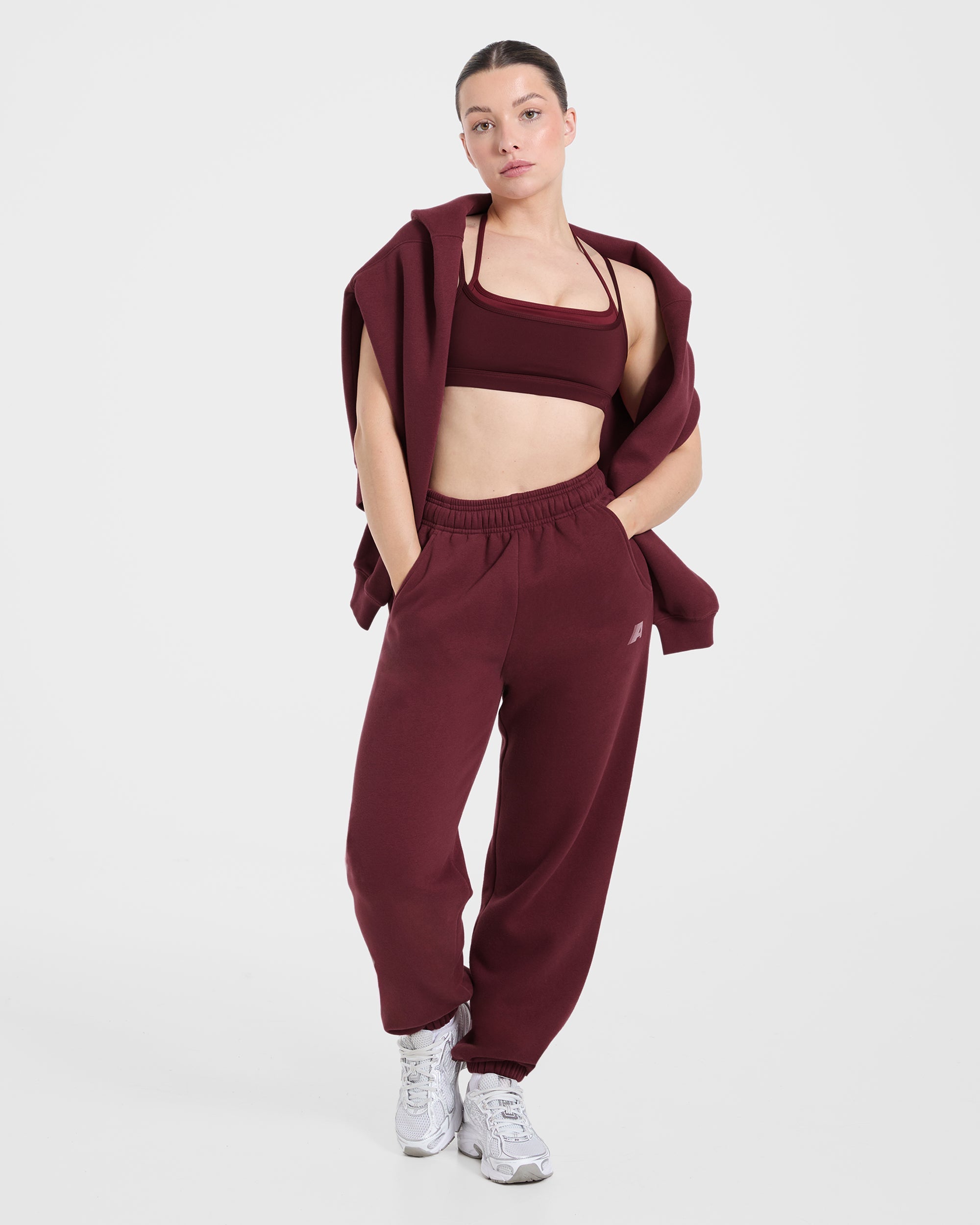 Retro Athletics Oversized Joggers - Deep Raspberry/Rose