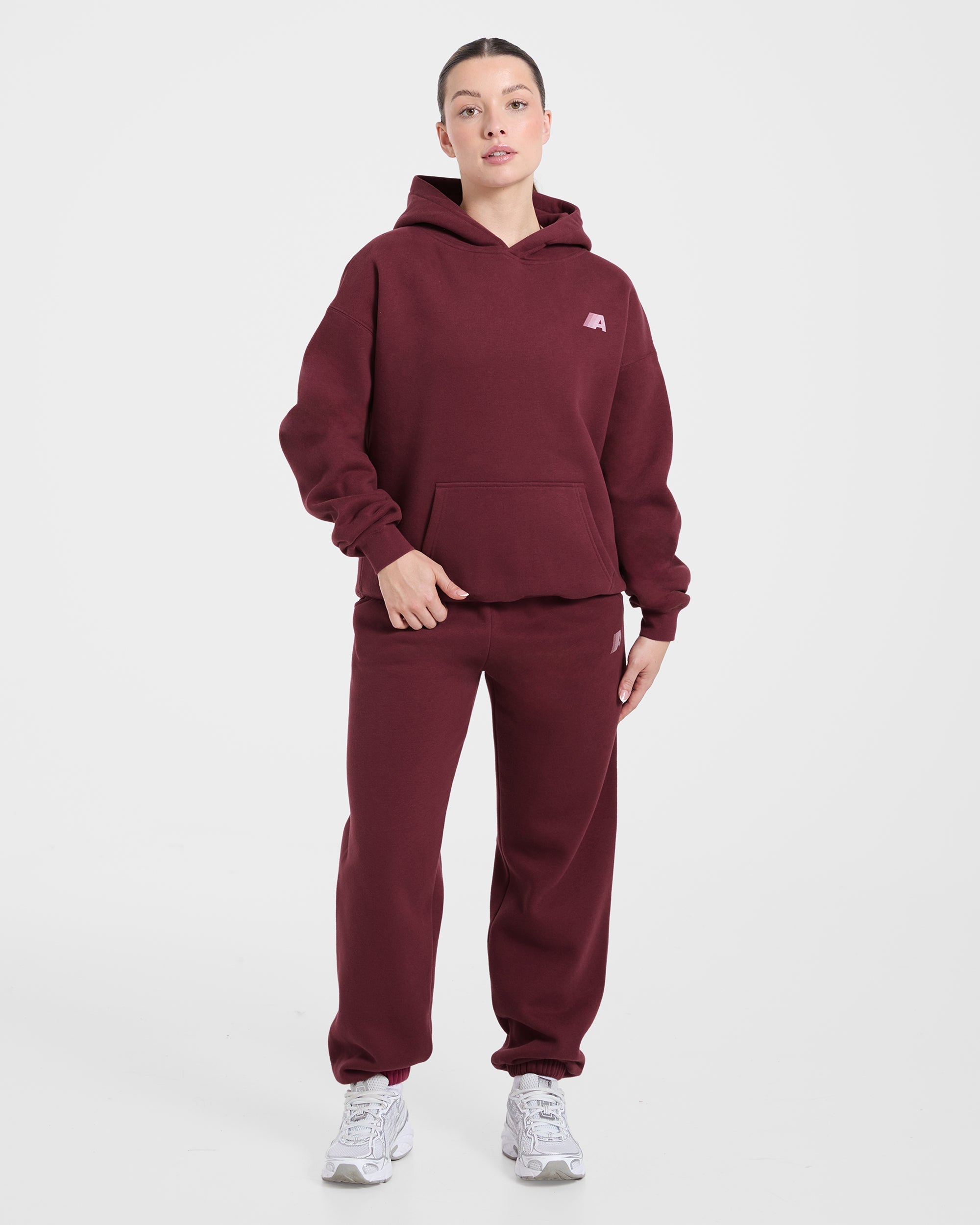 Retro Athletics Oversized Joggers - Deep Raspberry/Rose