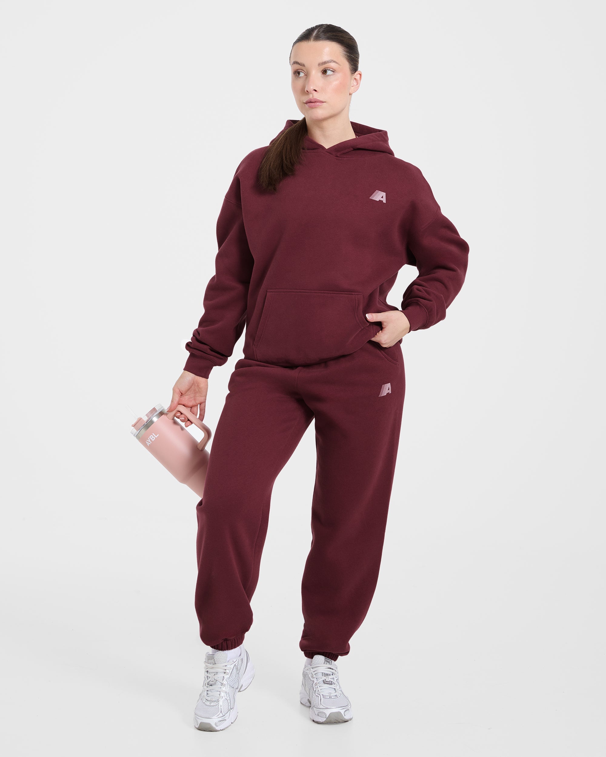 Retro Athletics Oversized Joggers - Deep Raspberry/Rose