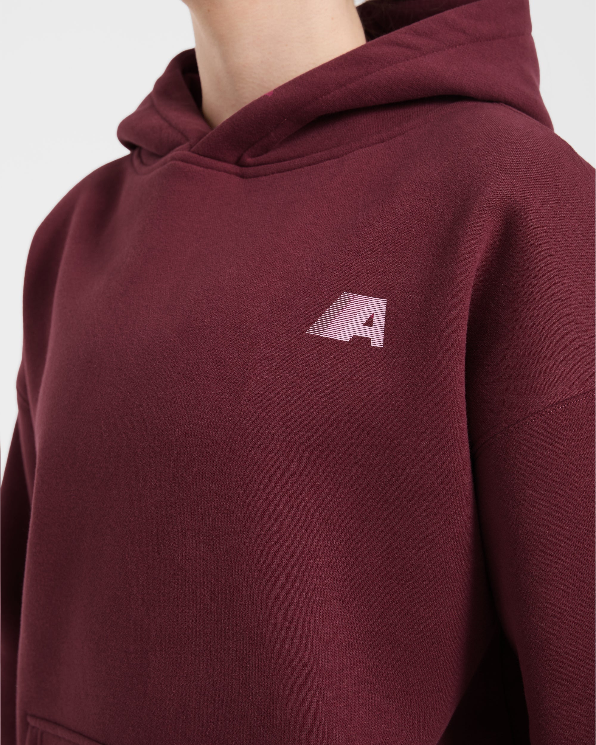 Retro Athletics Oversized Hoodie - Deep Raspberry/Rose