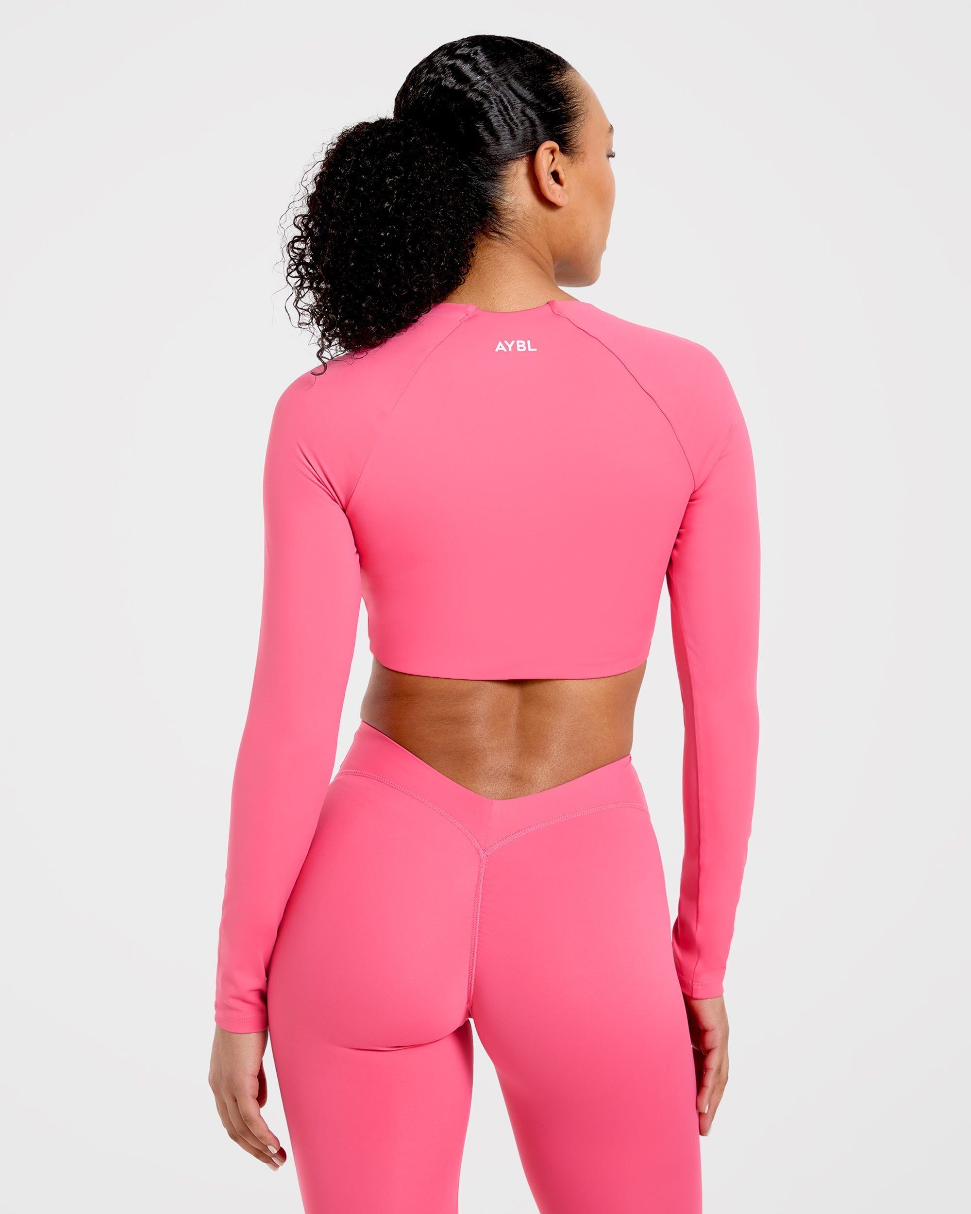 Physique Long Sleeve Crop Top - Roseberry Rose