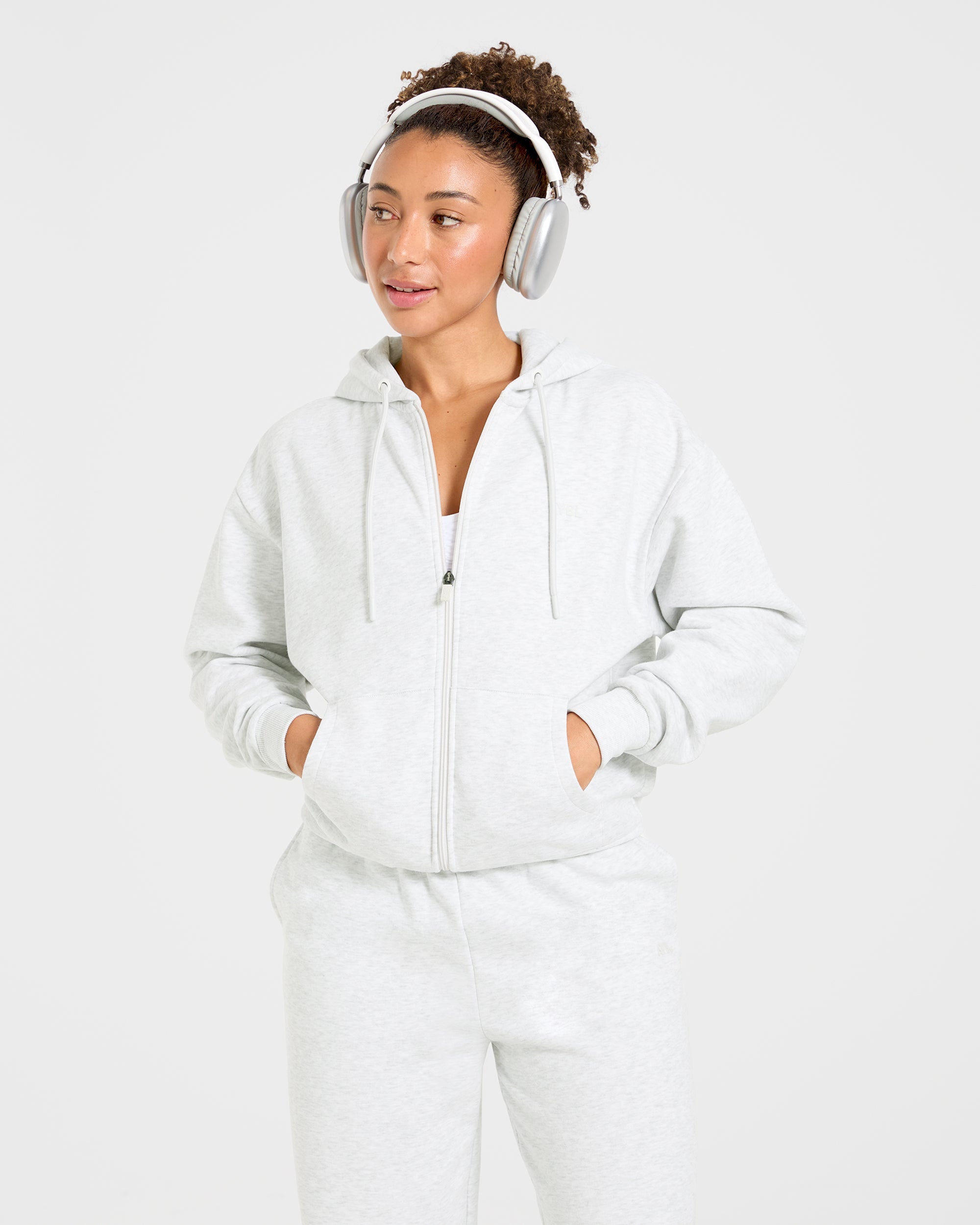 Lifestyle Oversized Zip Up Hoodie - Heather Gris