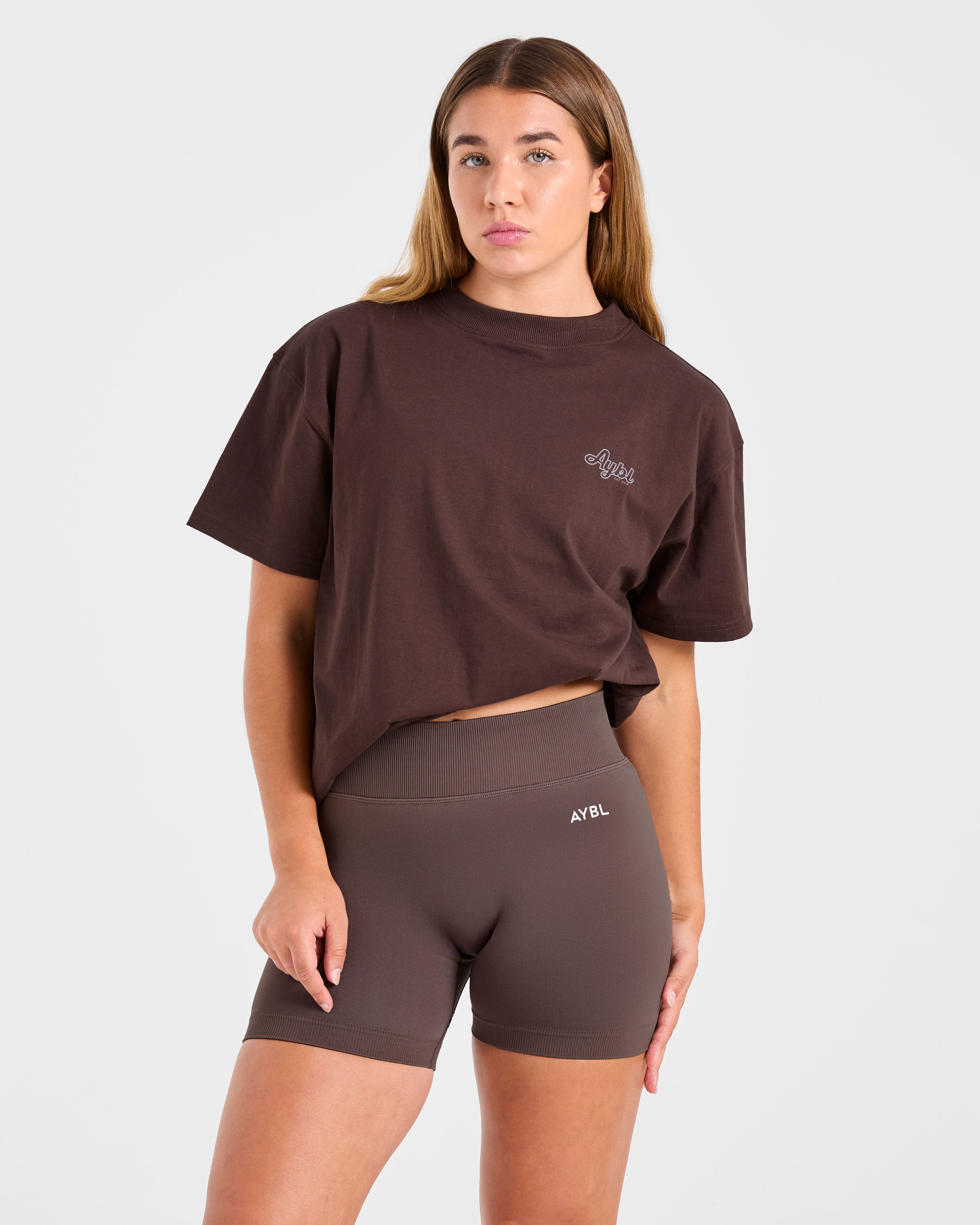 Sports Wellness Oversized T Shirt - Marron