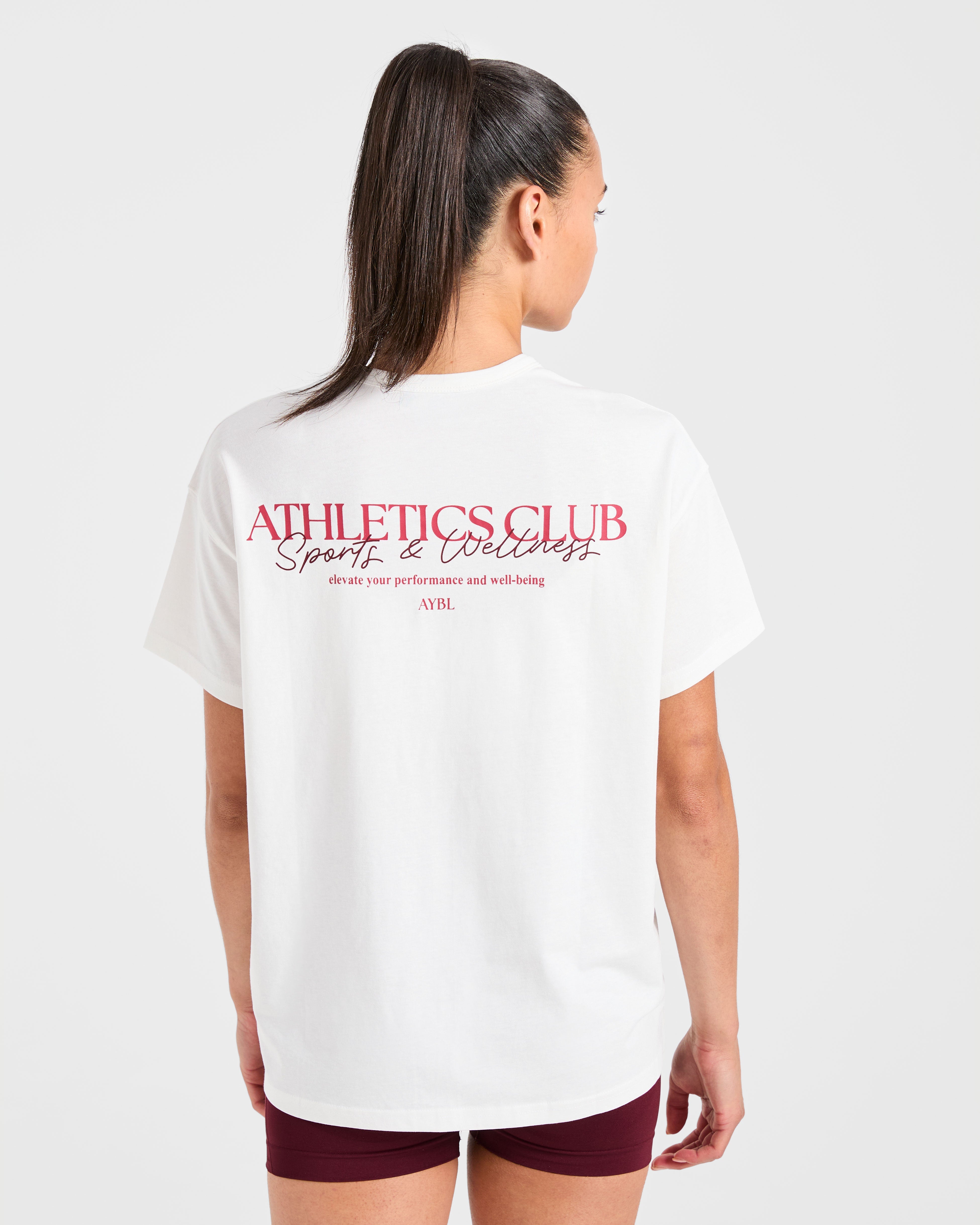 Athletics Club Oversized T Shirt - Off Blanc