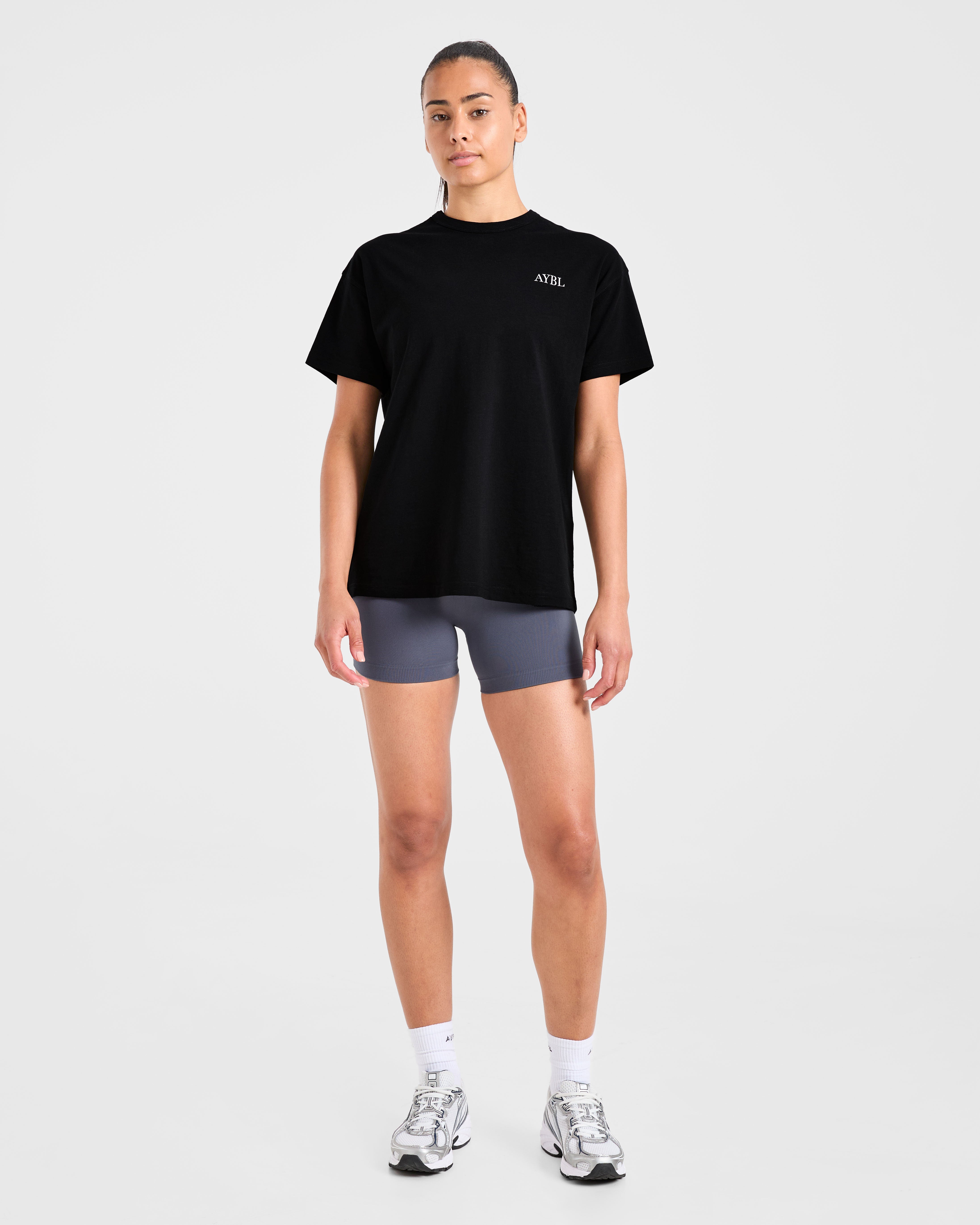 AYBL Sports Club Script Oversized T Shirt - Noir