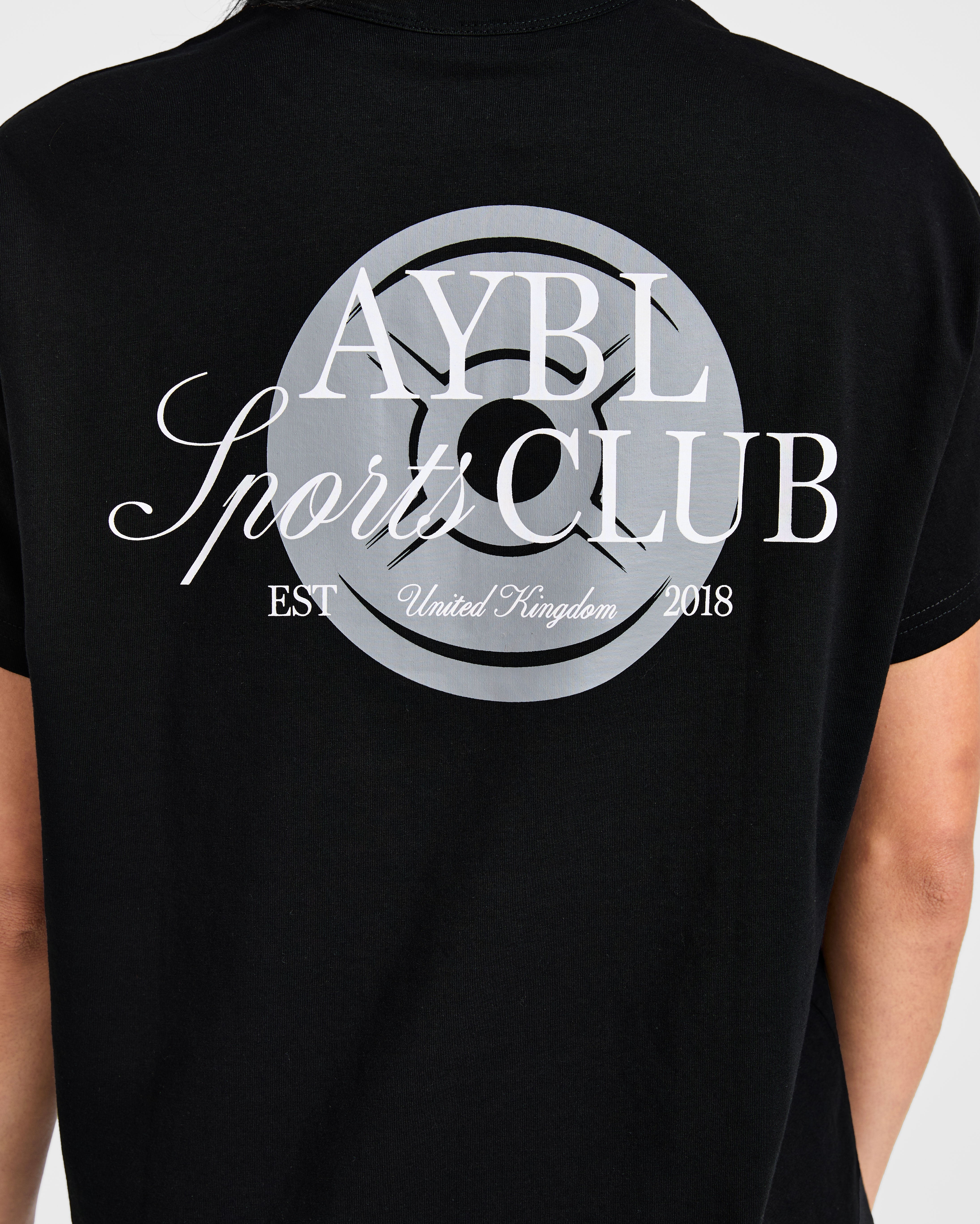 AYBL Sports Club Script Oversized T Shirt - Noir