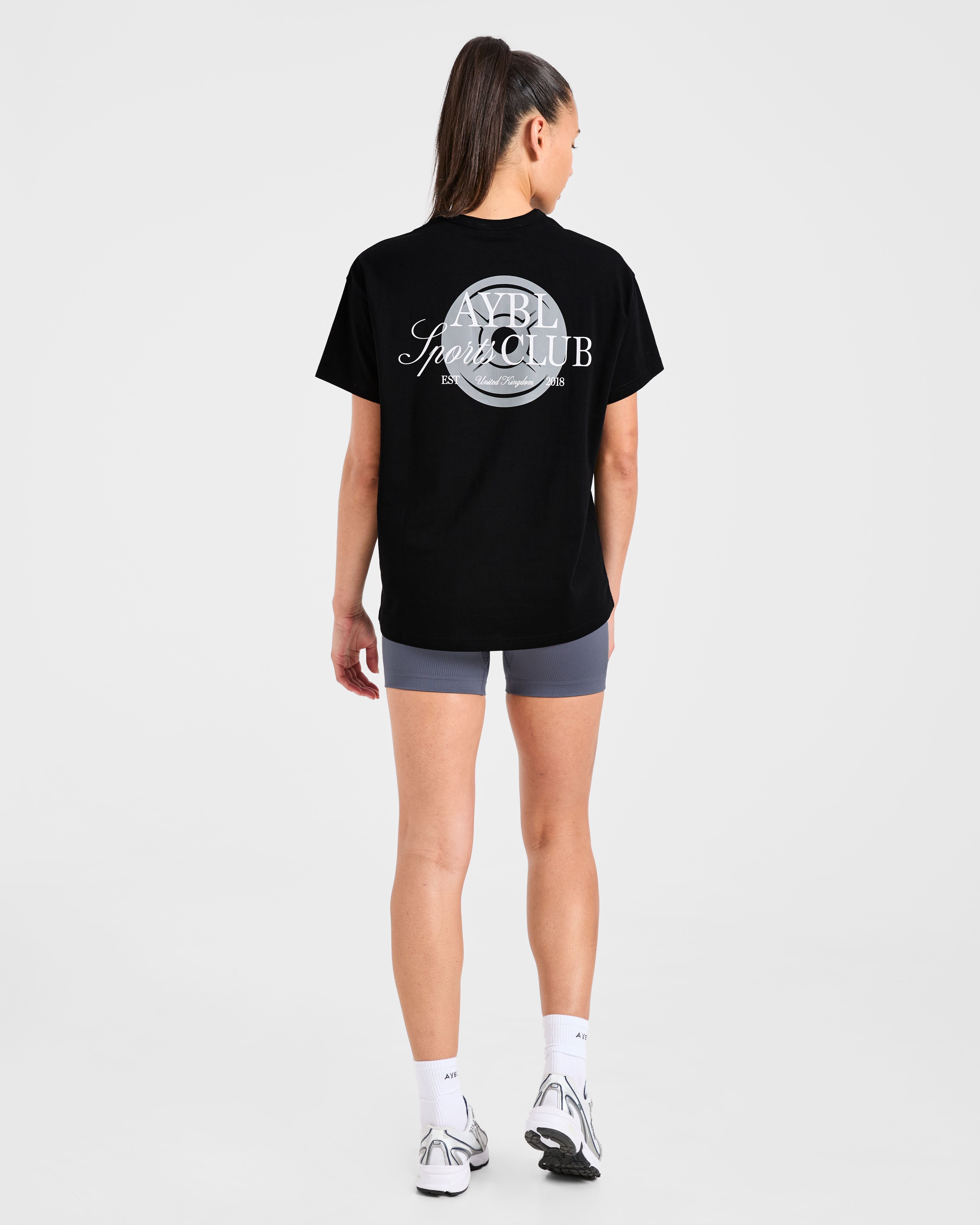 AYBL Sports Club Script Oversized T Shirt - Noir