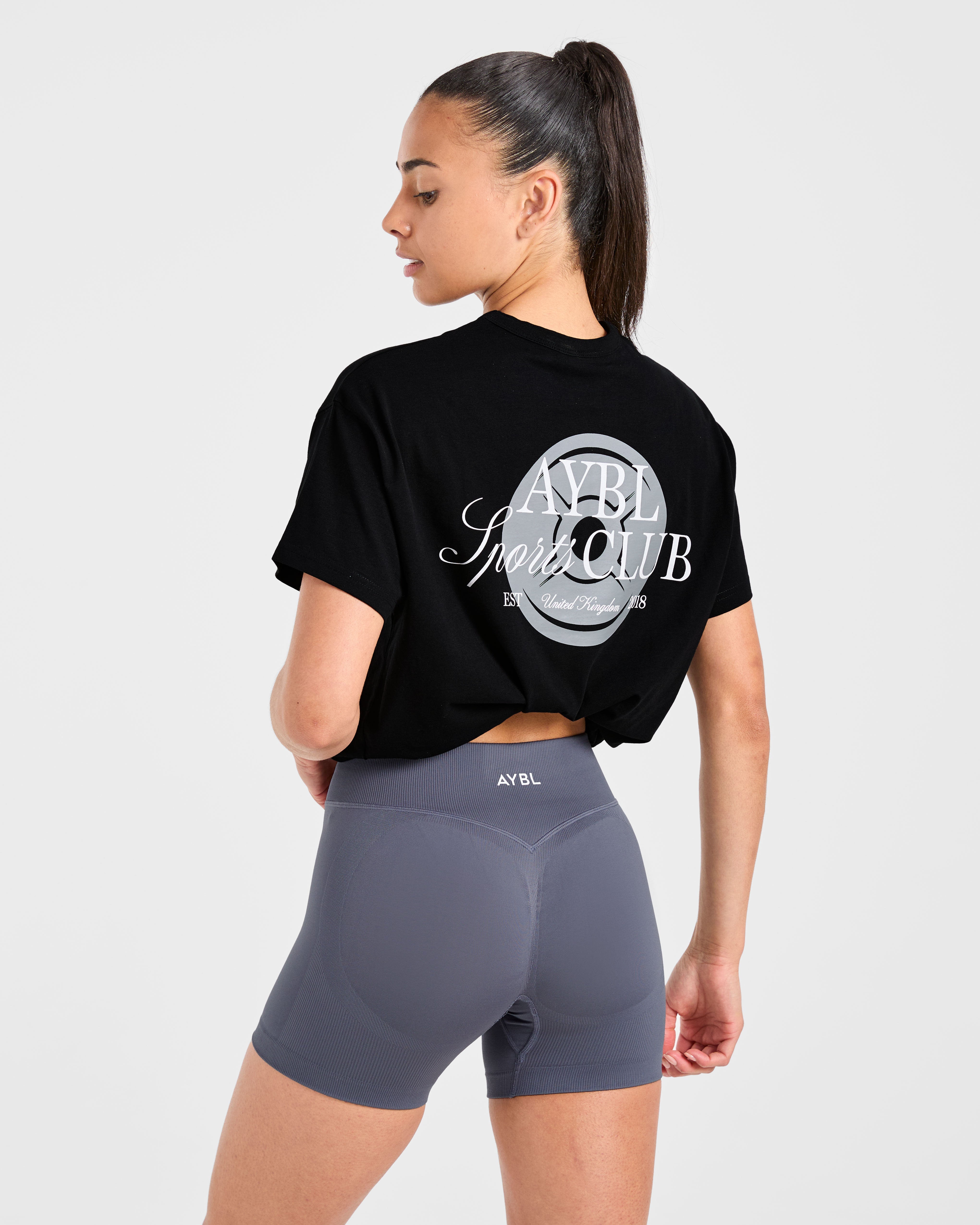 AYBL Sports Club Script Oversized T Shirt - Noir