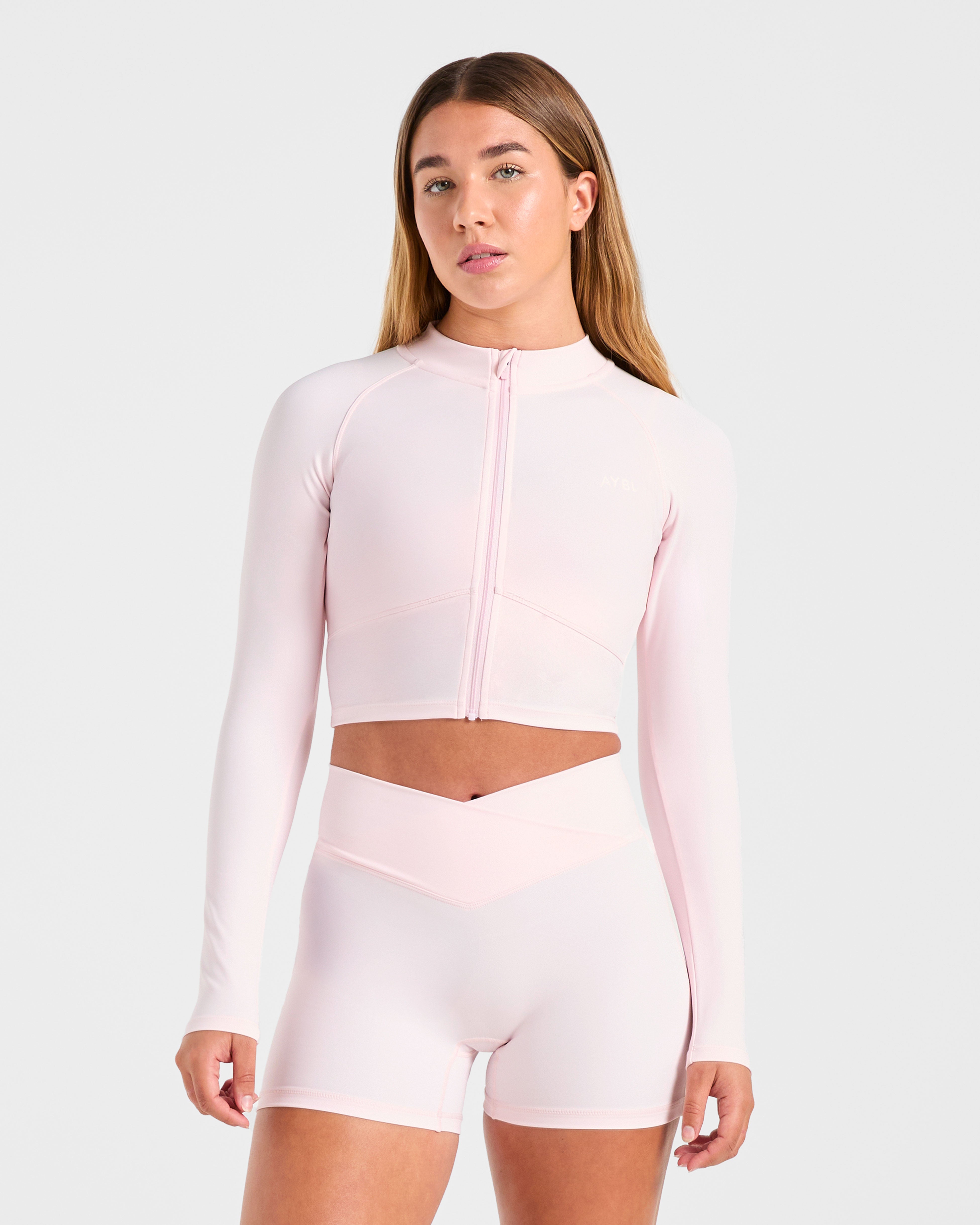 Sculpt Wrap Zip Up Jacket - Iced Rose