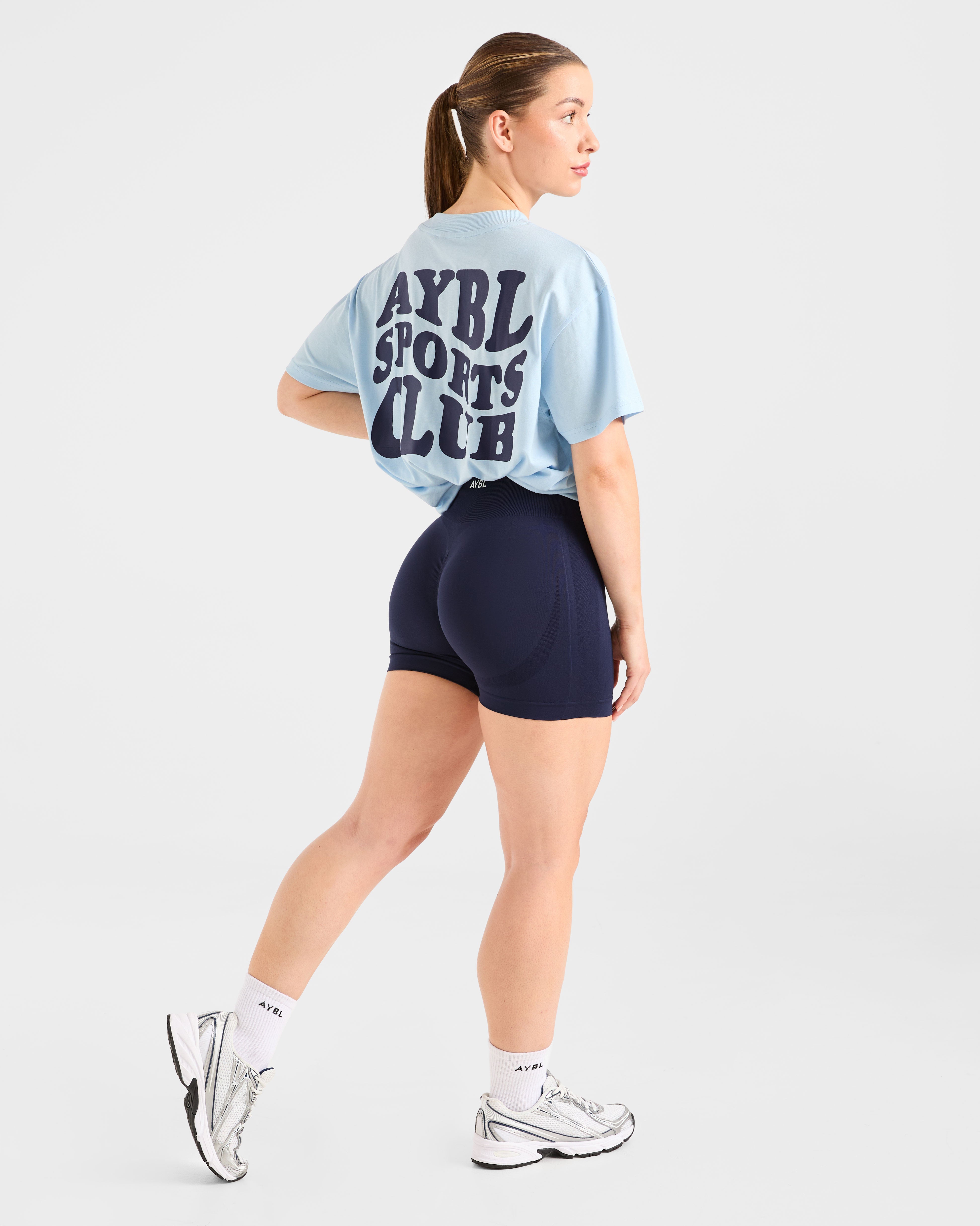 Sports Club Wavy Oversized T Shirt - Bleu/Navy