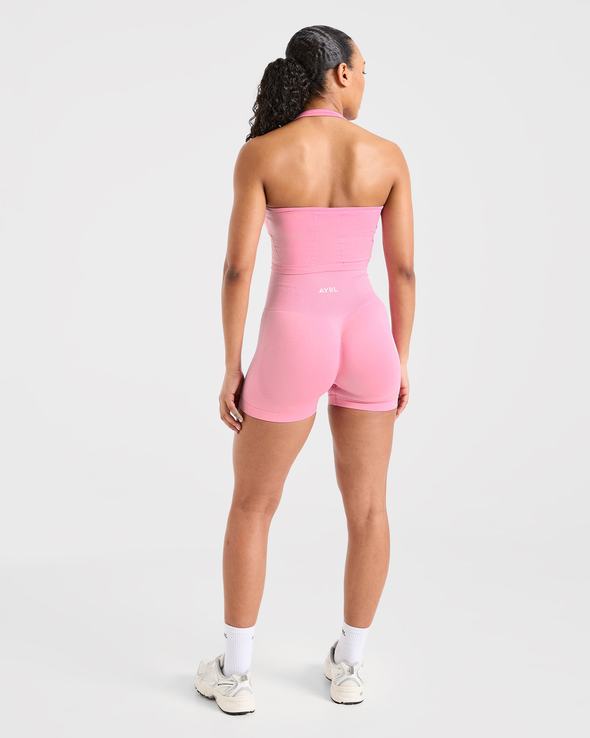 Empower Seamless Halterneck Crop Top - Baby Rose