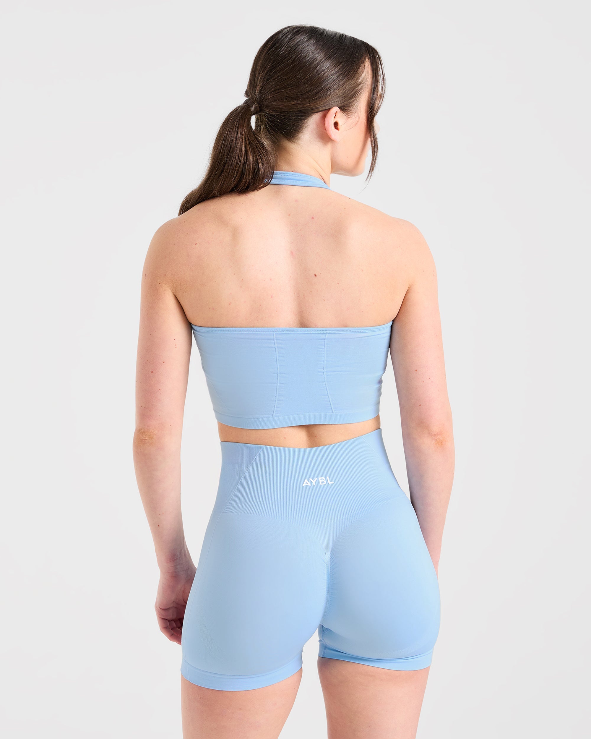 Empower Seamless Halterneck Crop Top - Sky Bleu