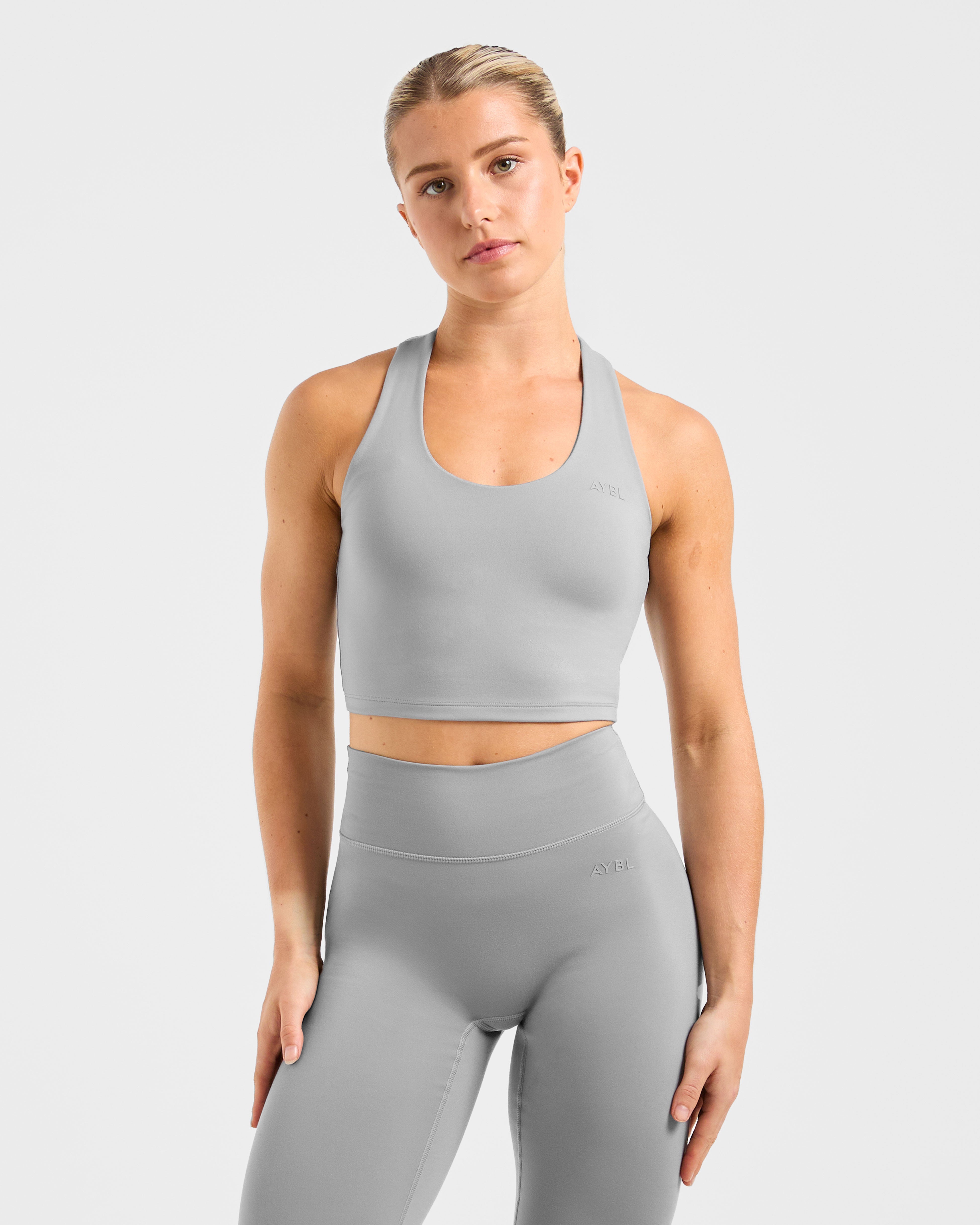 Staple Halterneck Crop Top - Gris