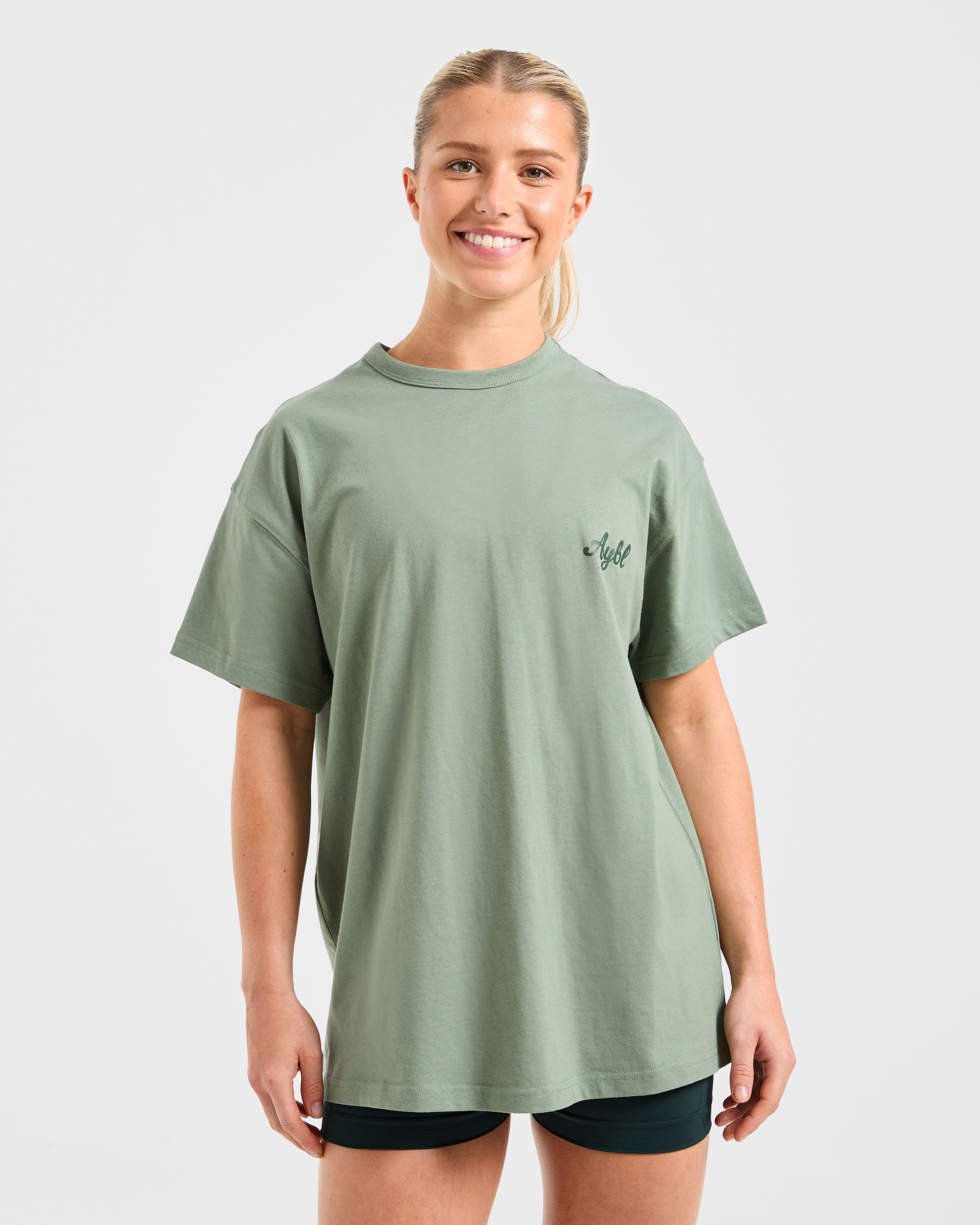 Body Achieve Mind Believe Oversized T Shirt - Vert