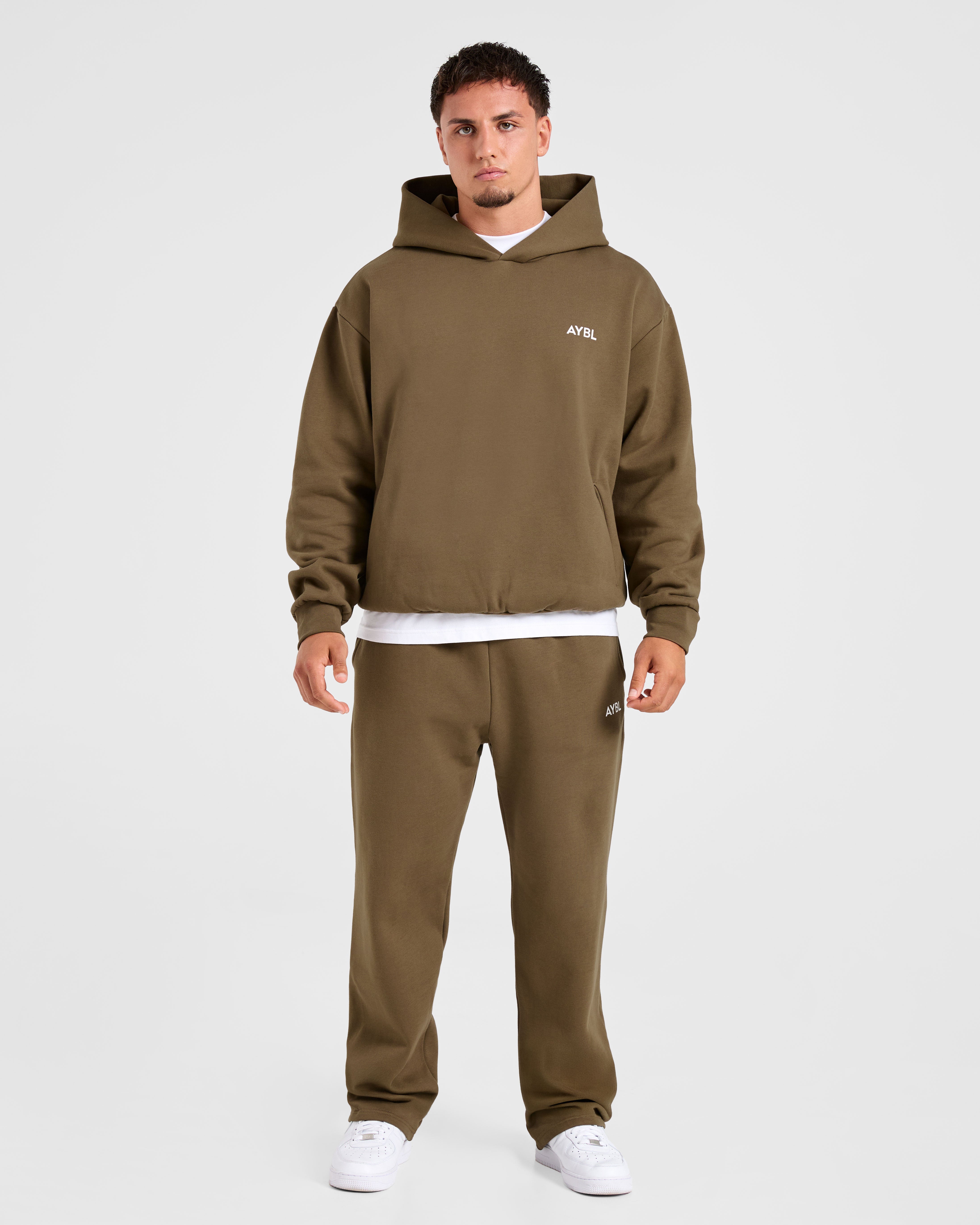 Essential Oversized Straight Leg Joggers- Olive Vert