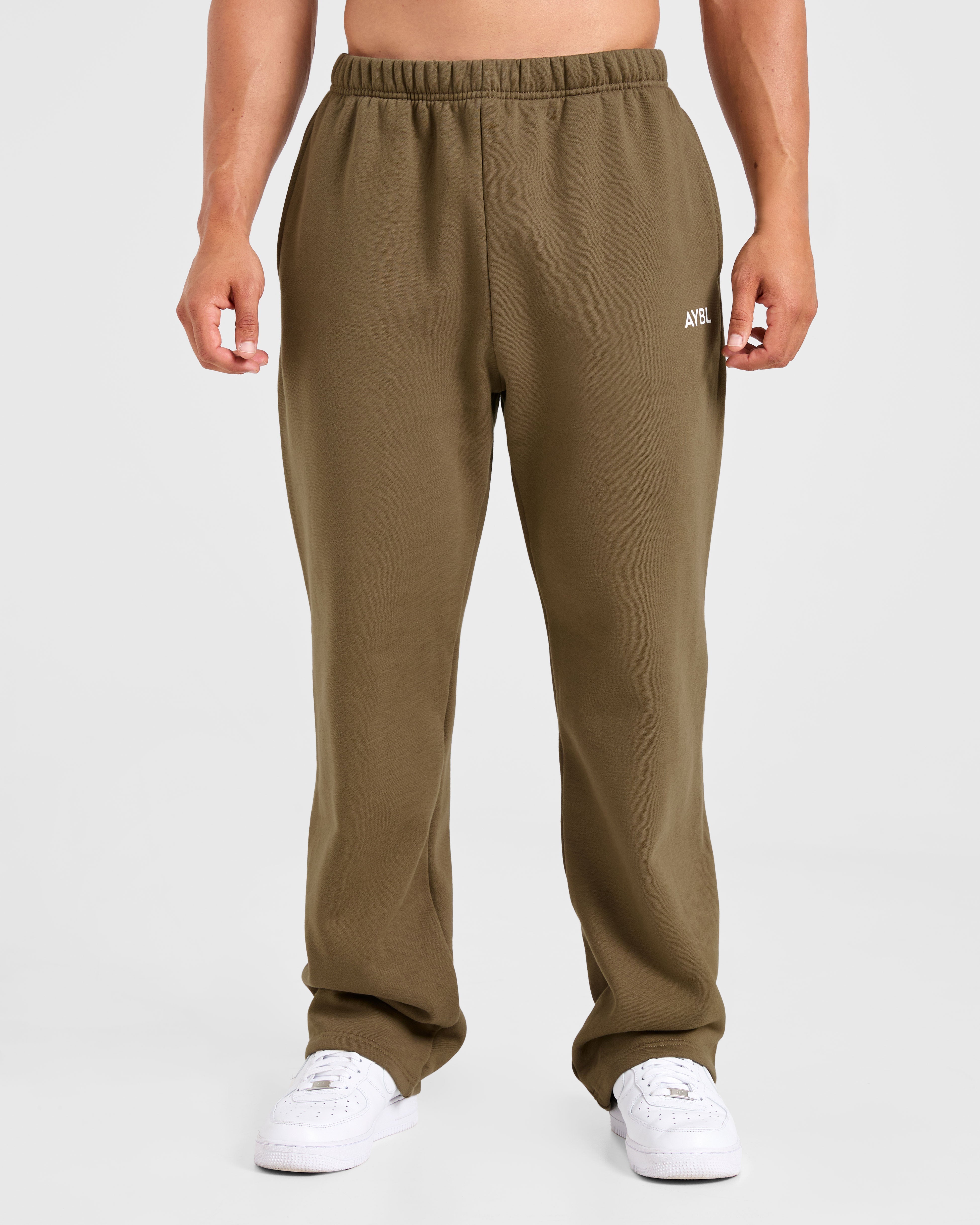 Essential Oversized Straight Leg Joggers- Olive Vert