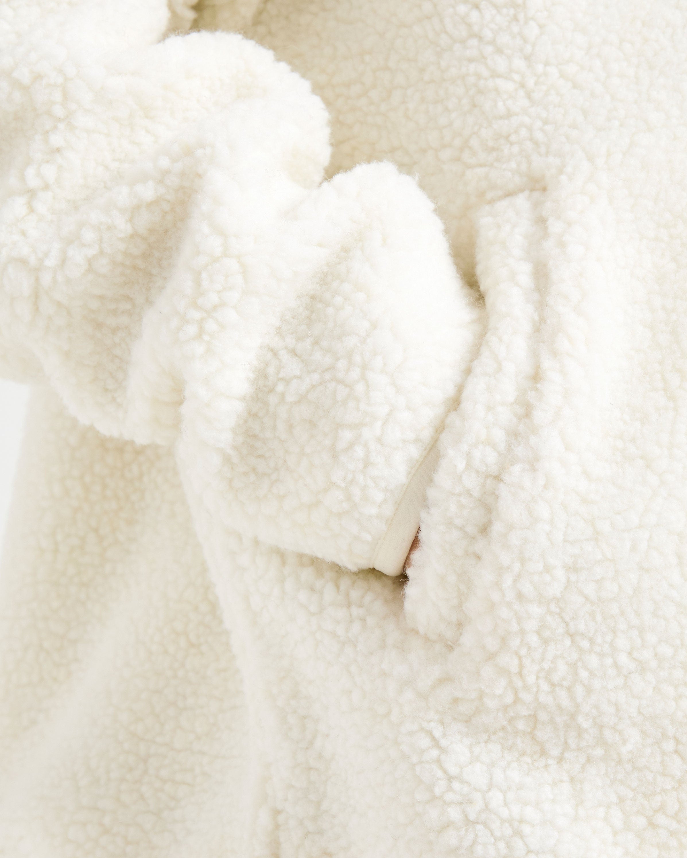 Oversized Zip Up Fleece Jacket - Crème