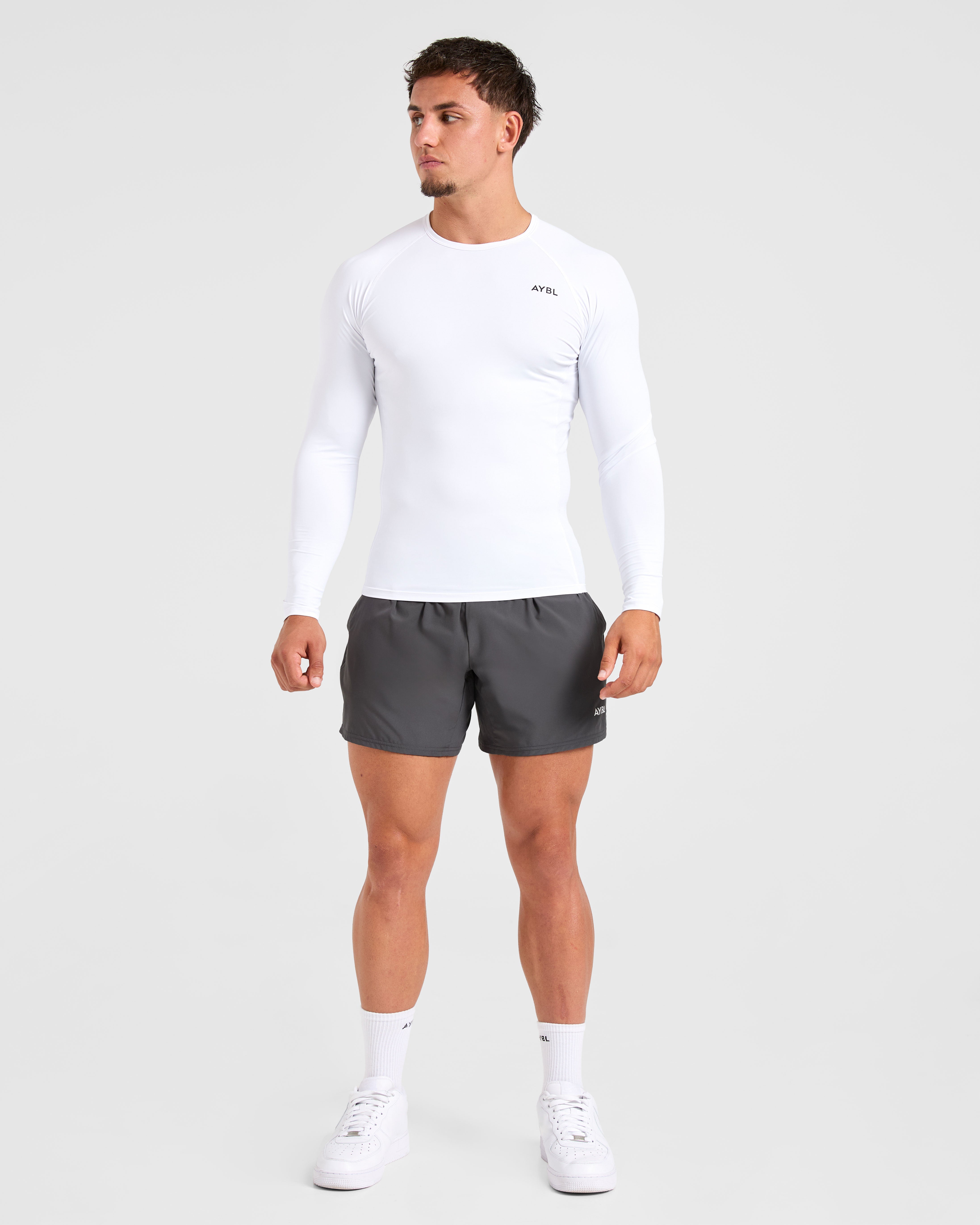 Compression Long Sleeve T Shirt - Blanc