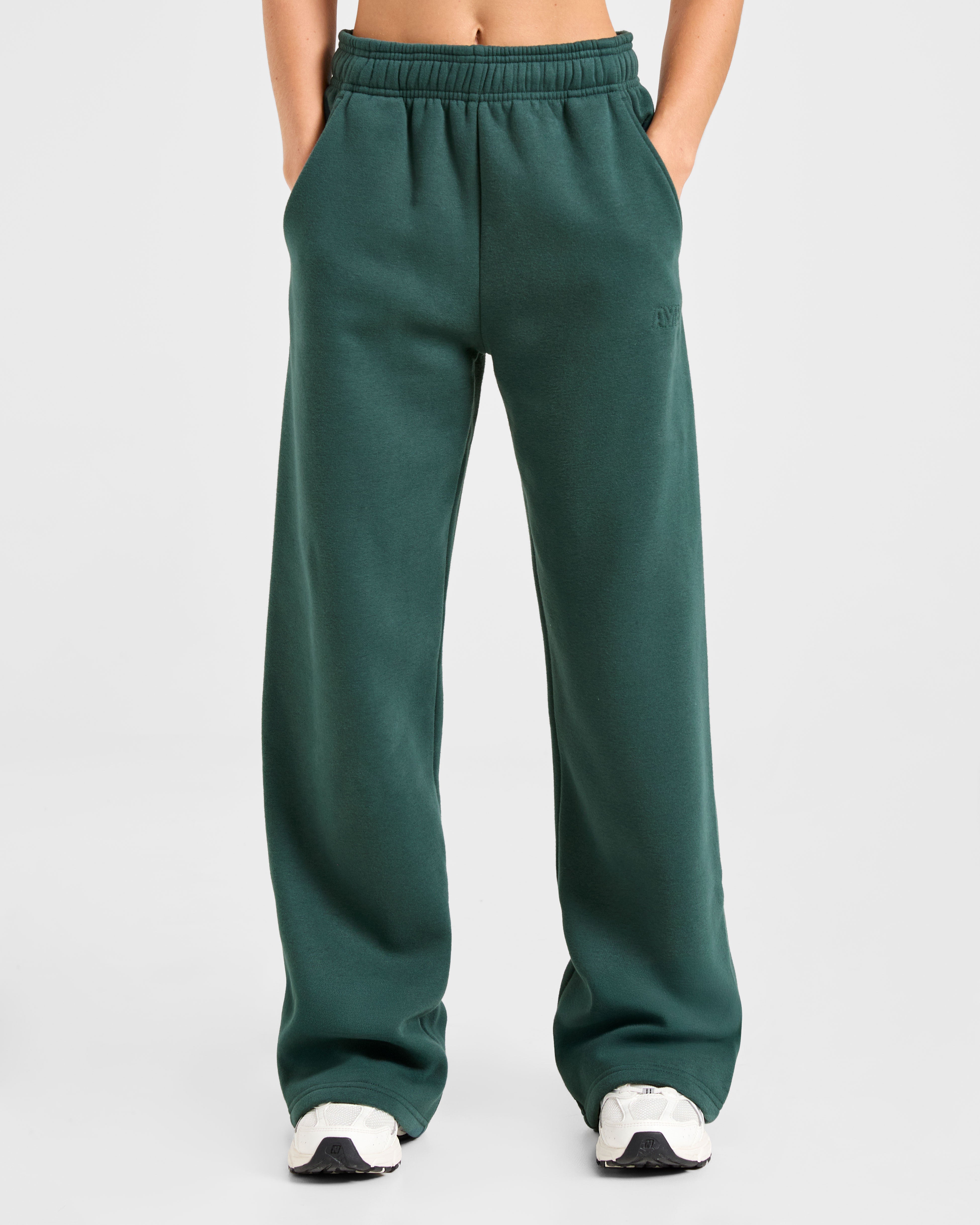 Classic Plush Oversized Straight Leg Joggers - Pine Vert