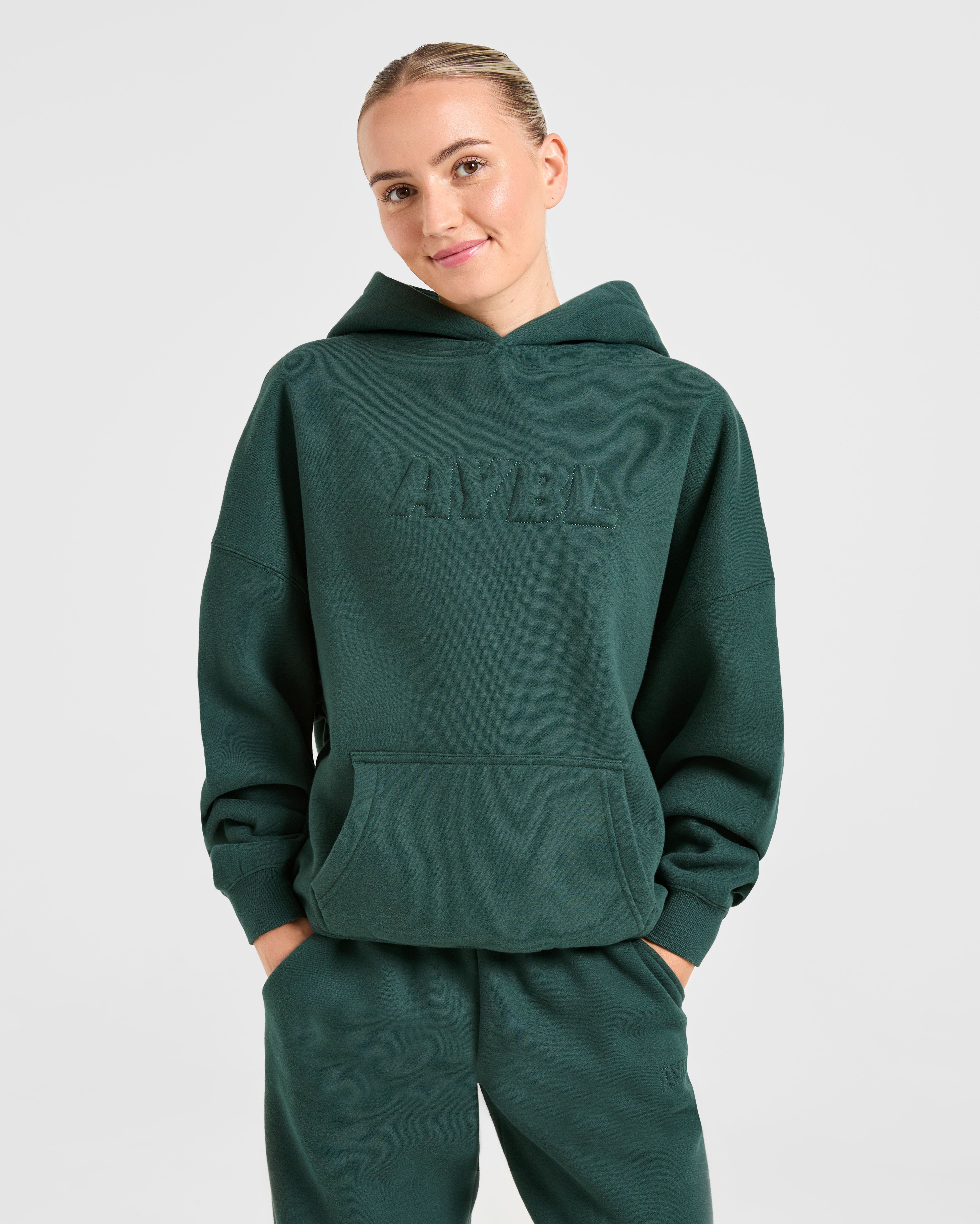 Classic Plush Oversized Hoodie - Pine Vert