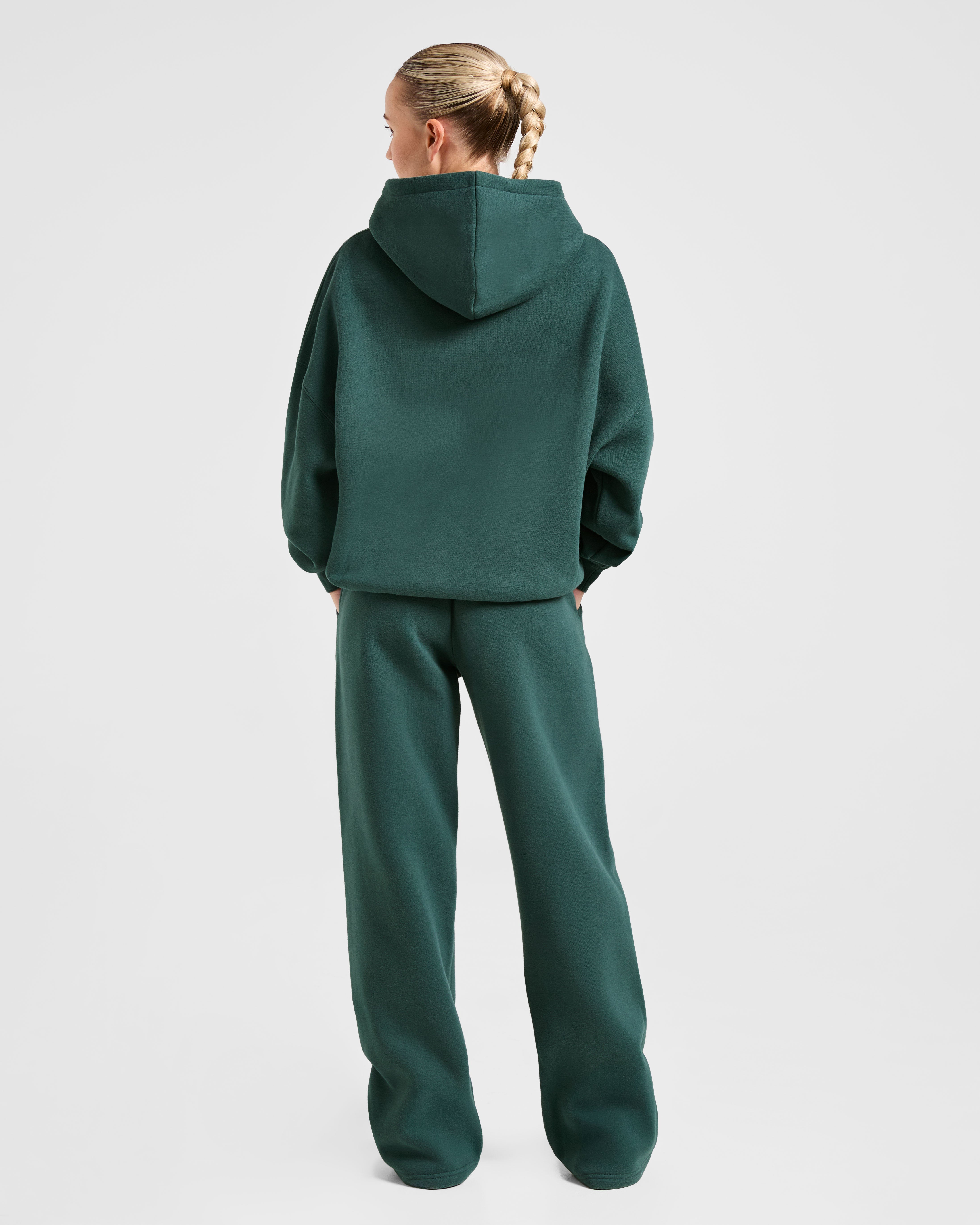 Classic Plush Oversized Straight Leg Joggers - Pine Vert