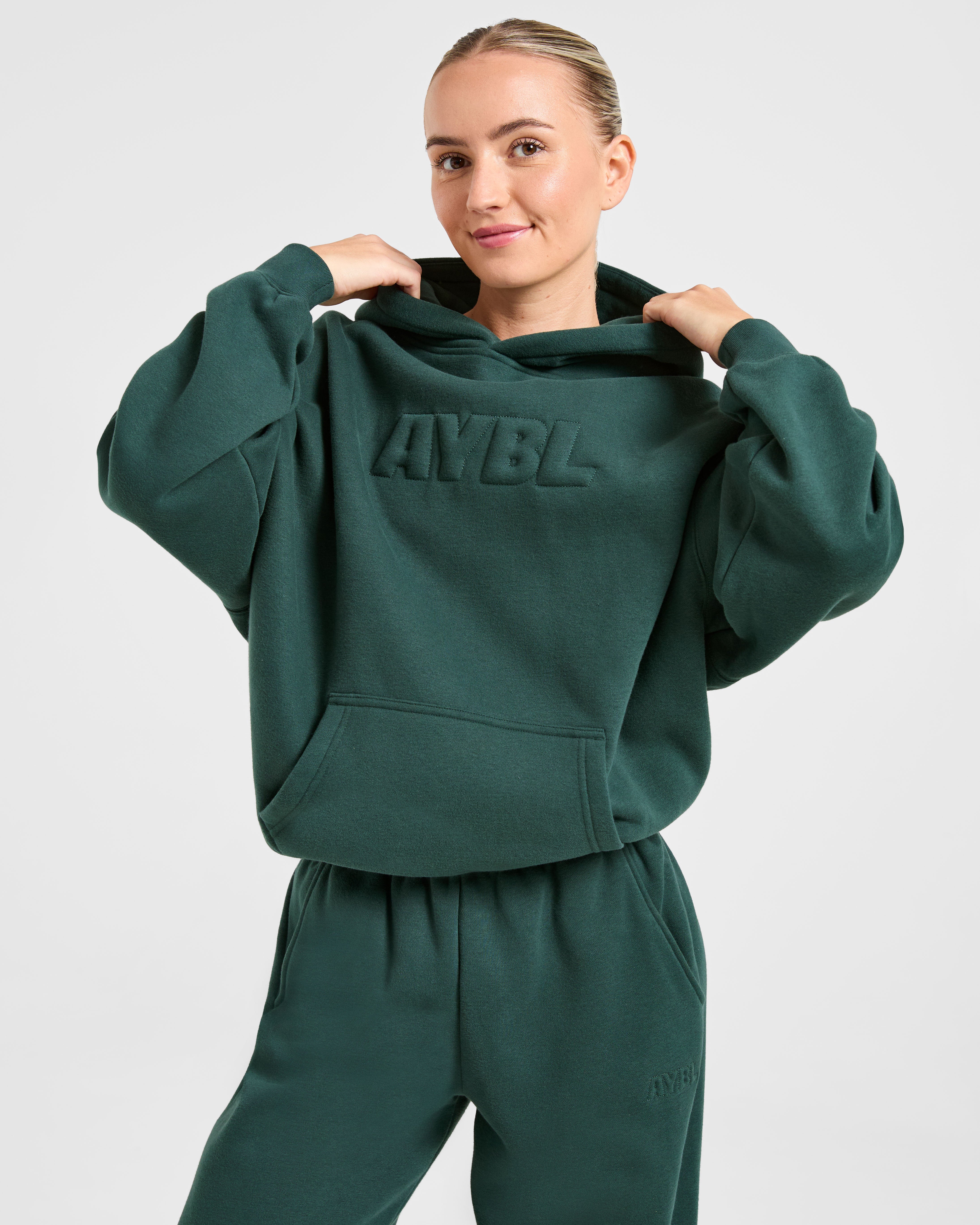 Classic Plush Oversized Hoodie - Pine Vert