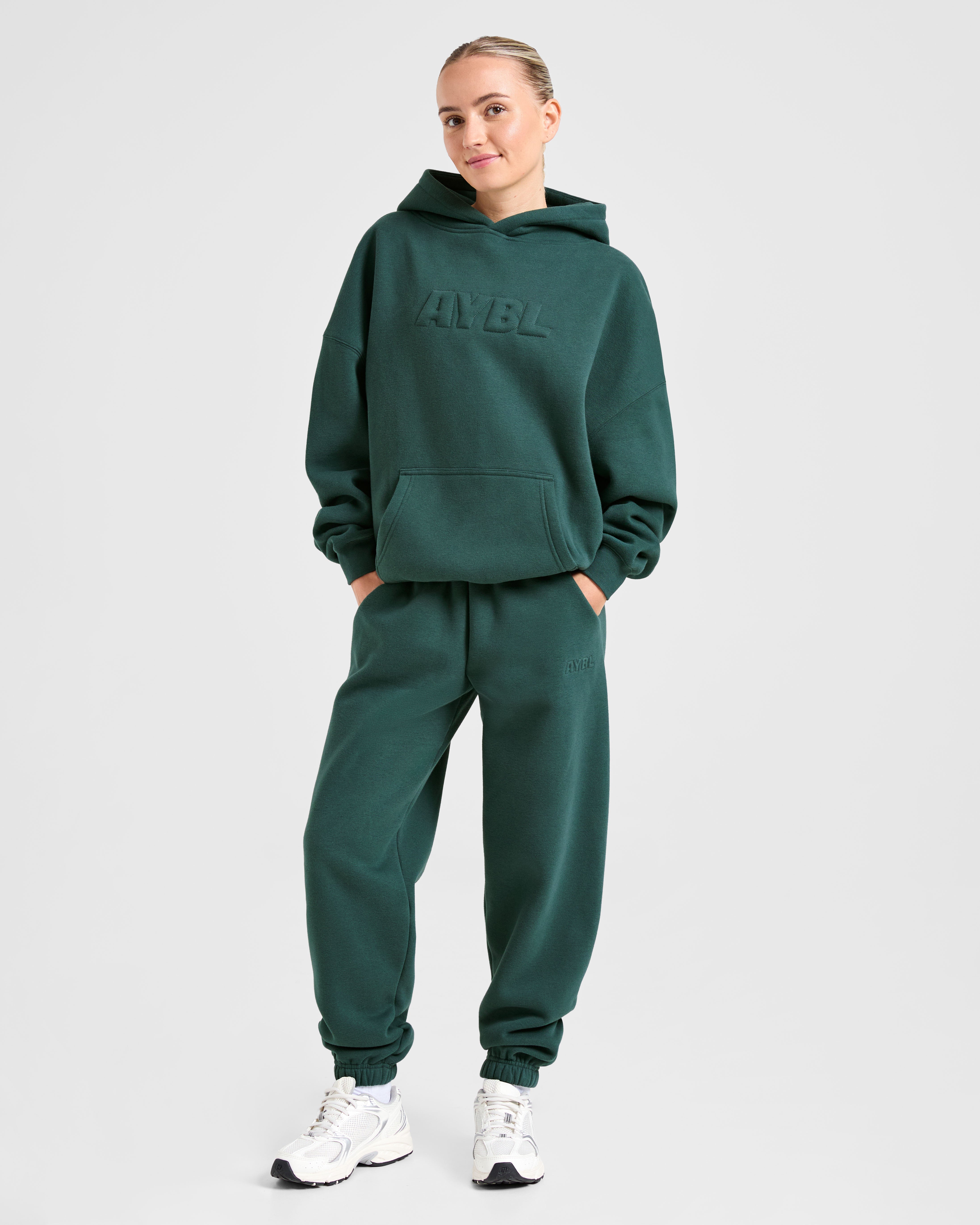 Classic Plush Oversized Joggers - Pine Vert