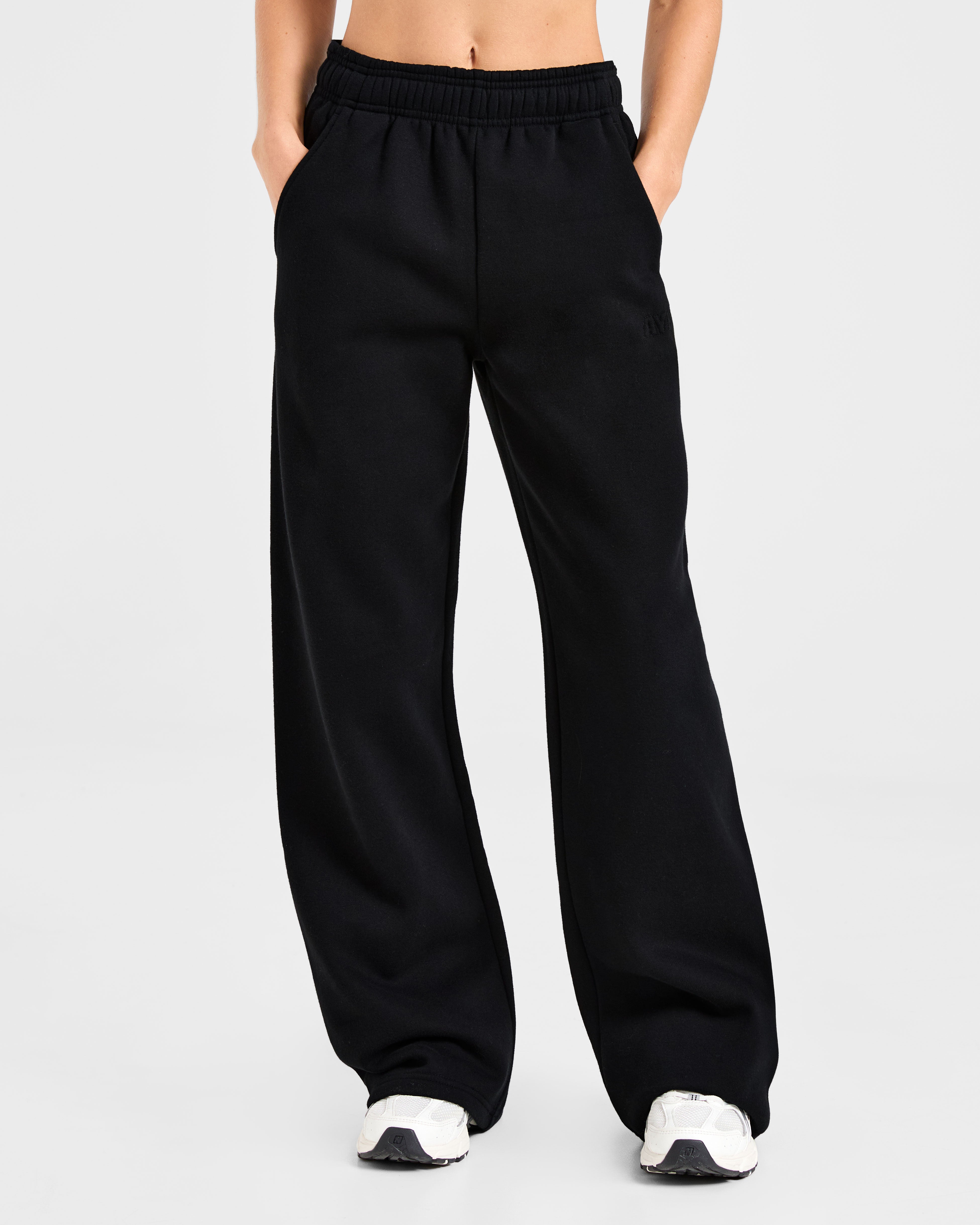 Classic Plush Oversized Straight Leg Joggers - Noir