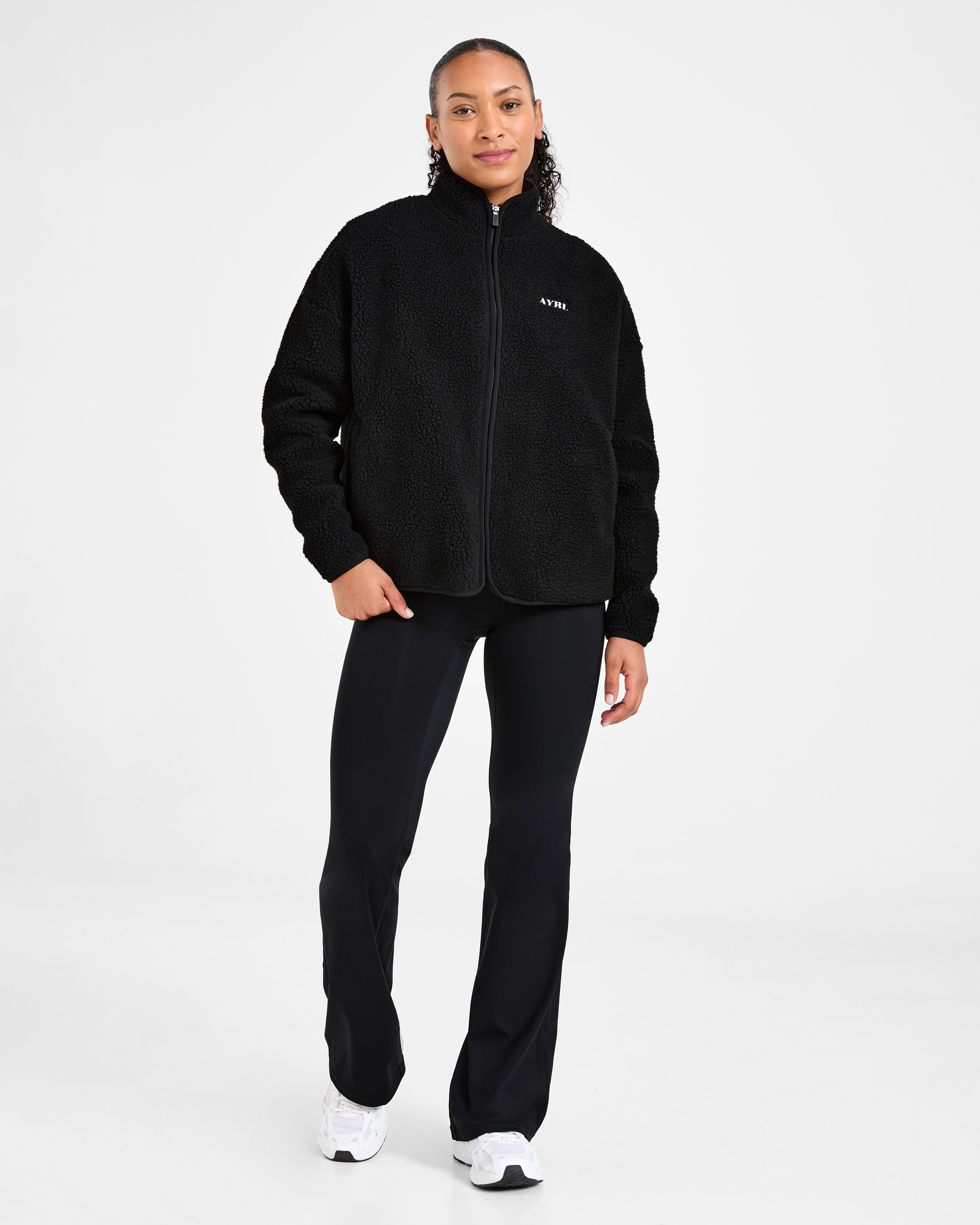 Oversized Zip Up Fleece Jacket - Noir