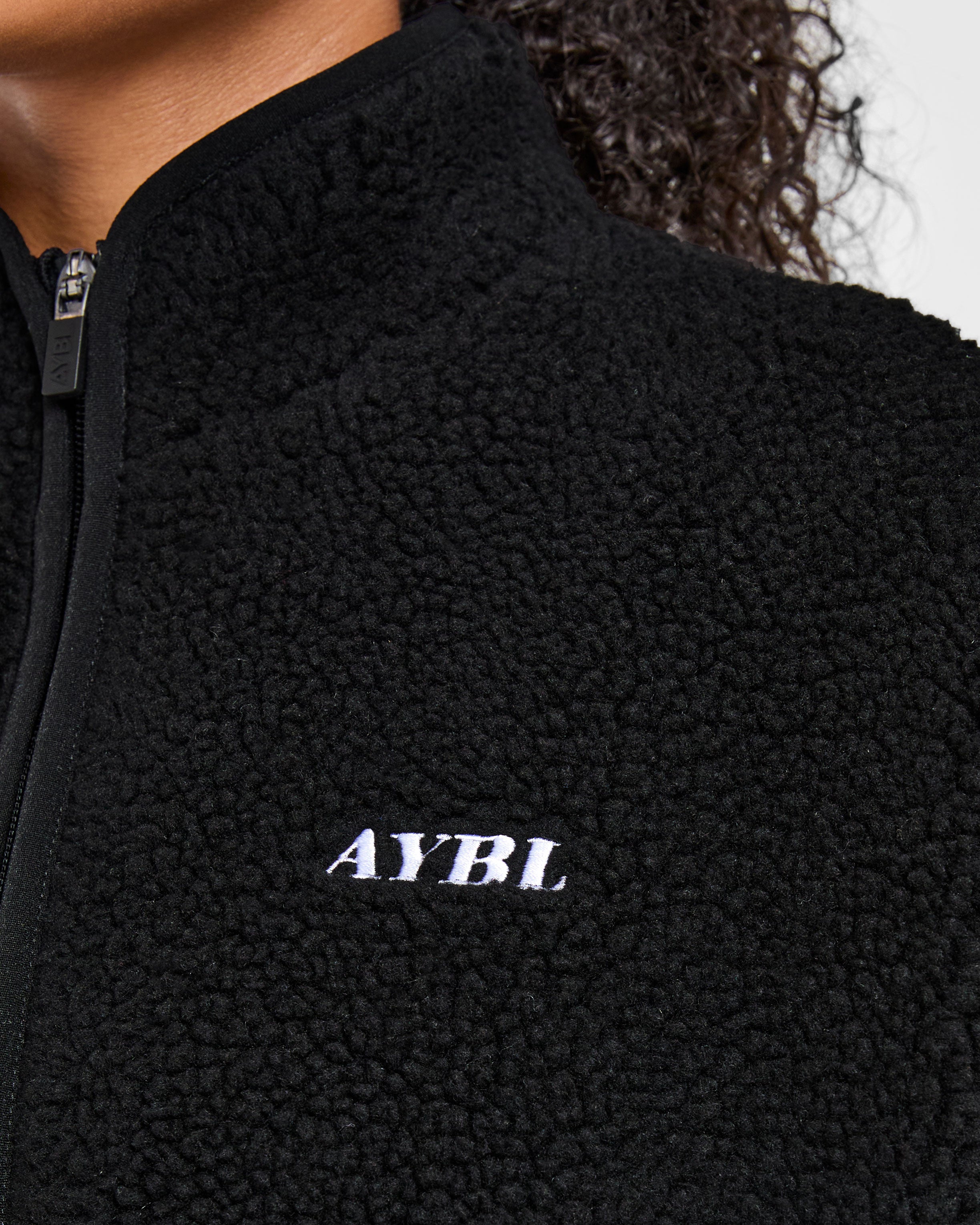 Oversized Zip Up Fleece Jacket - Noir