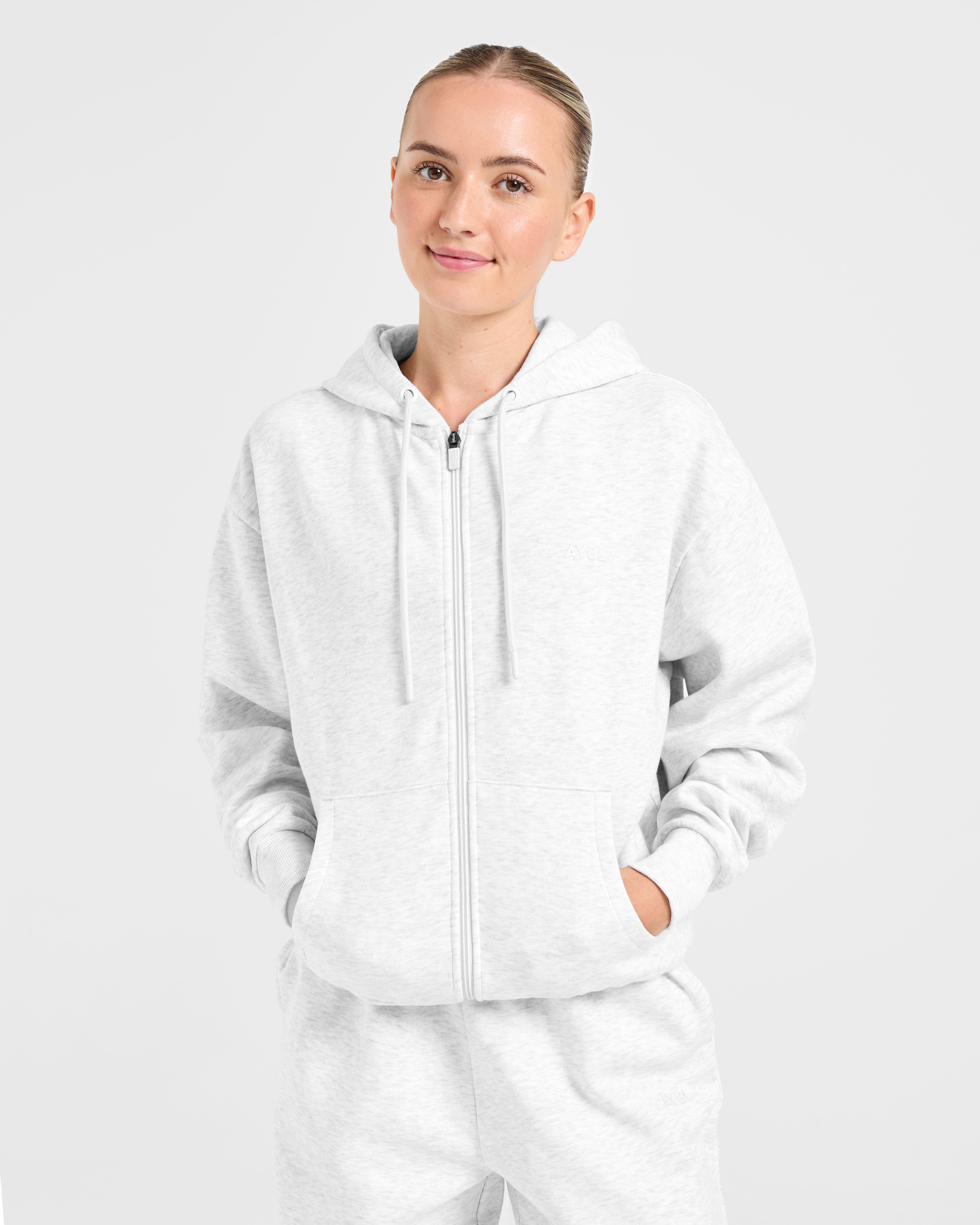 Lifestyle Oversized Zip Up Hoodie - Heather Gris