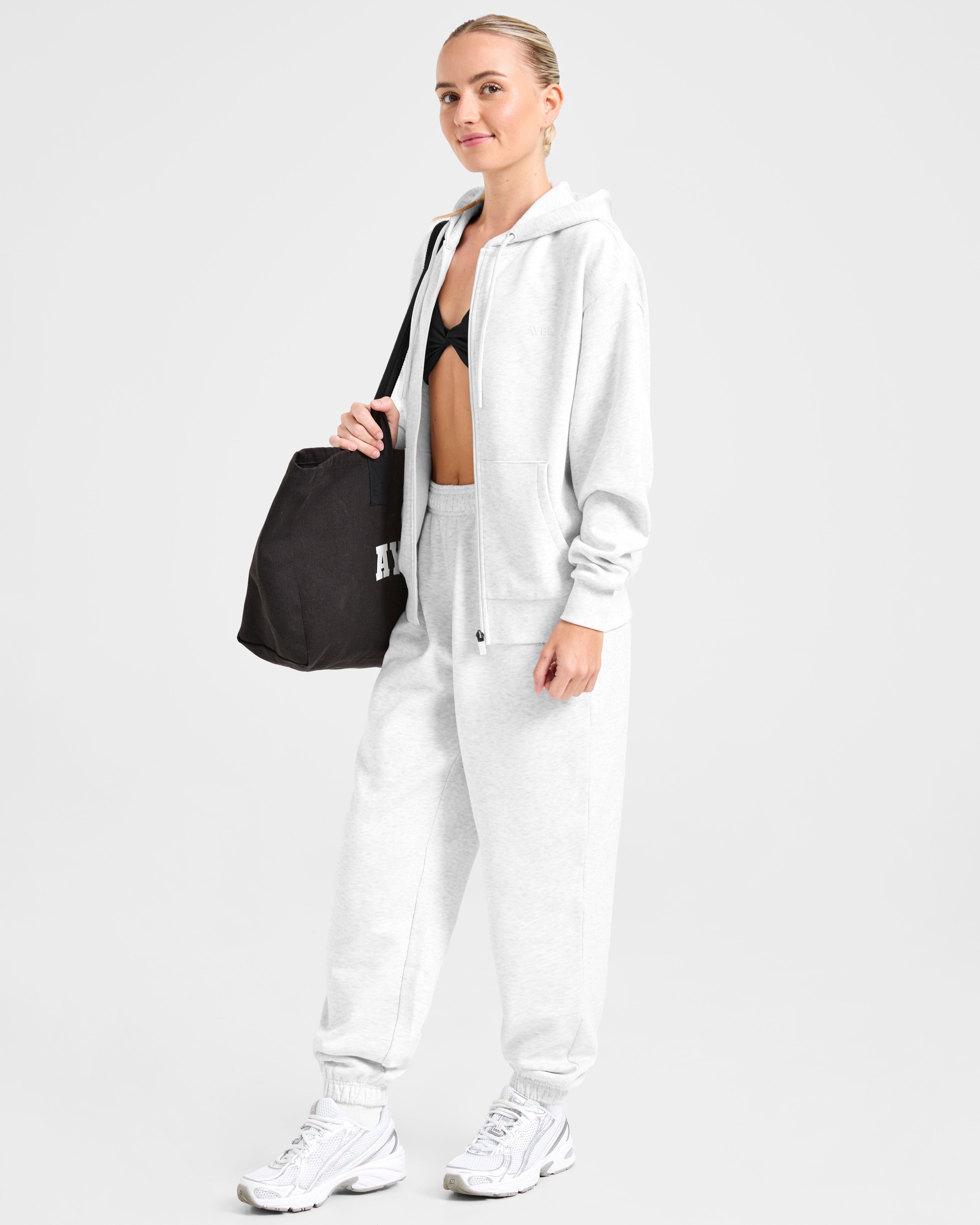 Lifestyle Oversized Zip Up Hoodie - Heather Gris