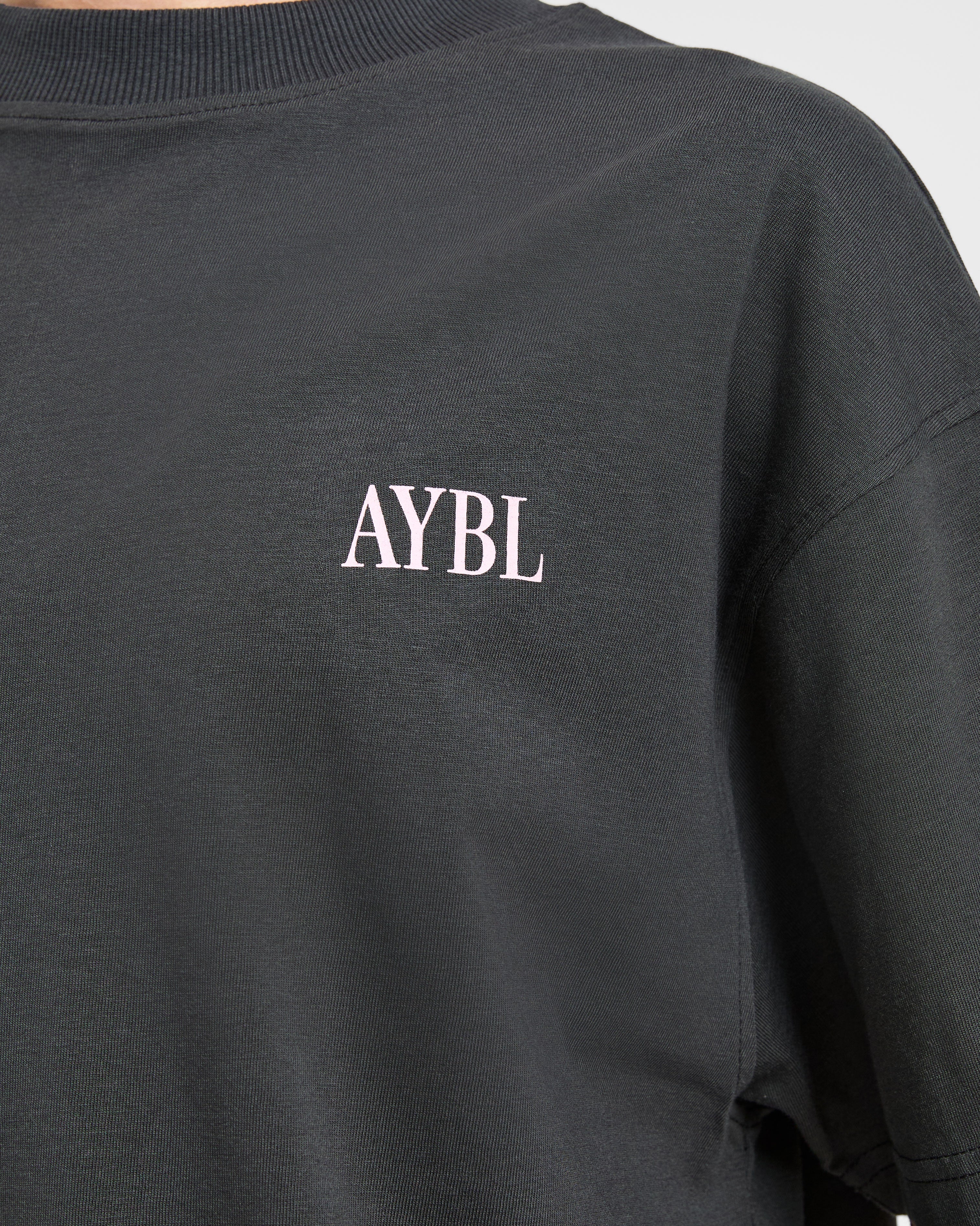 AYBL Strength Studio Oversized T Shirt - Charcoal/Rose