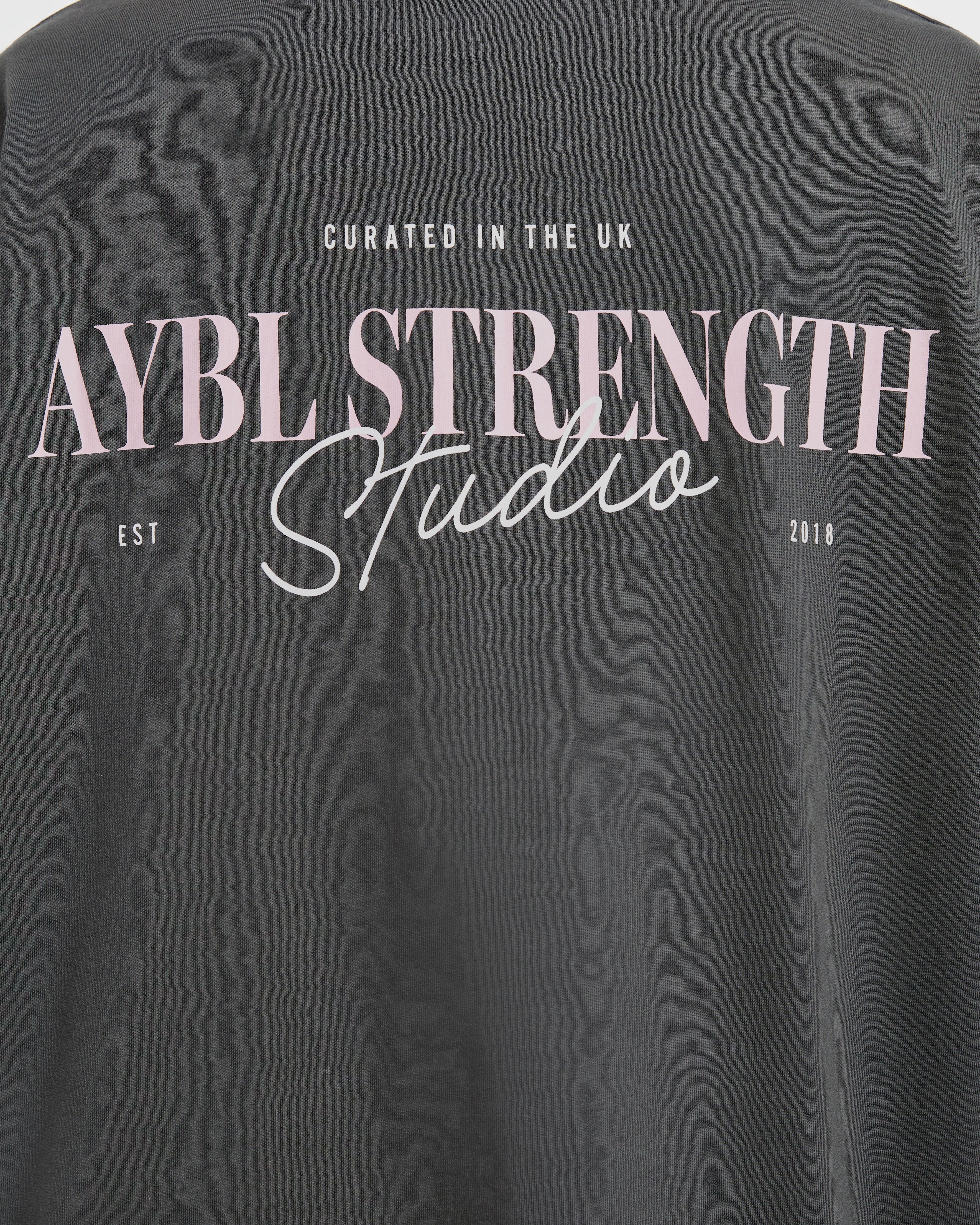 AYBL Strength Studio Oversized T Shirt - Charcoal/Rose