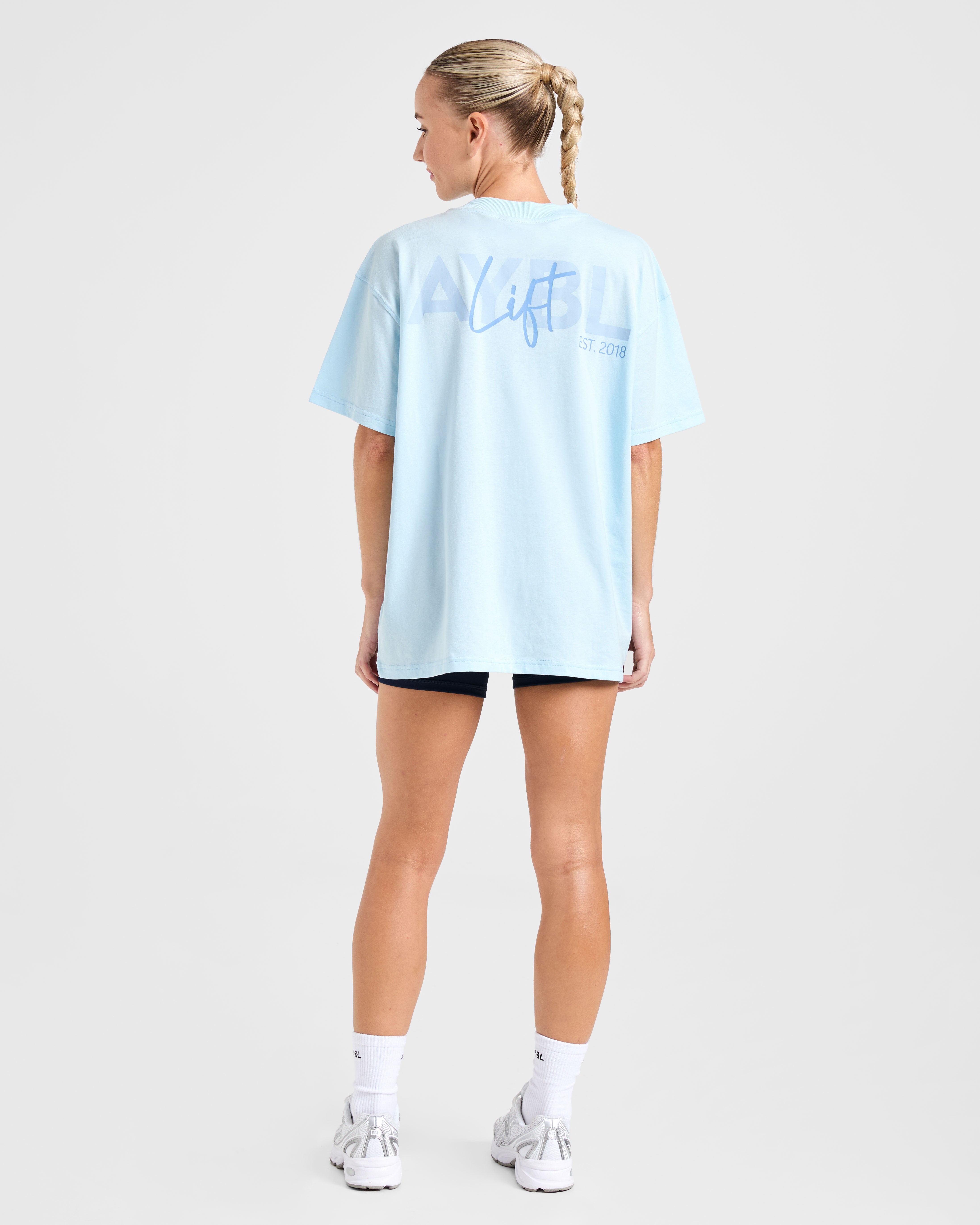 Lift Graphic Oversized T Shirt - Baby Bleu