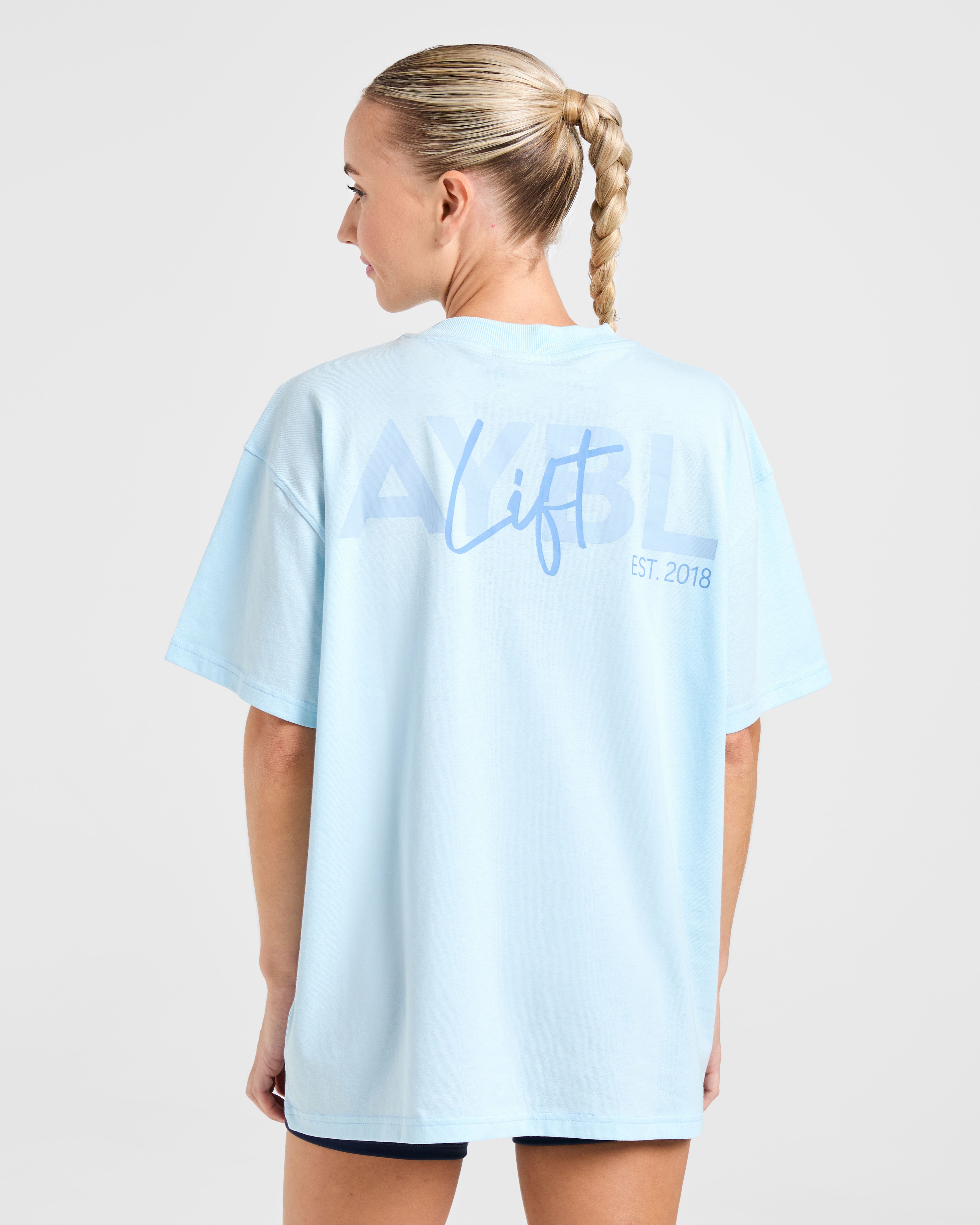 Lift Graphic Oversized T Shirt - Baby Bleu