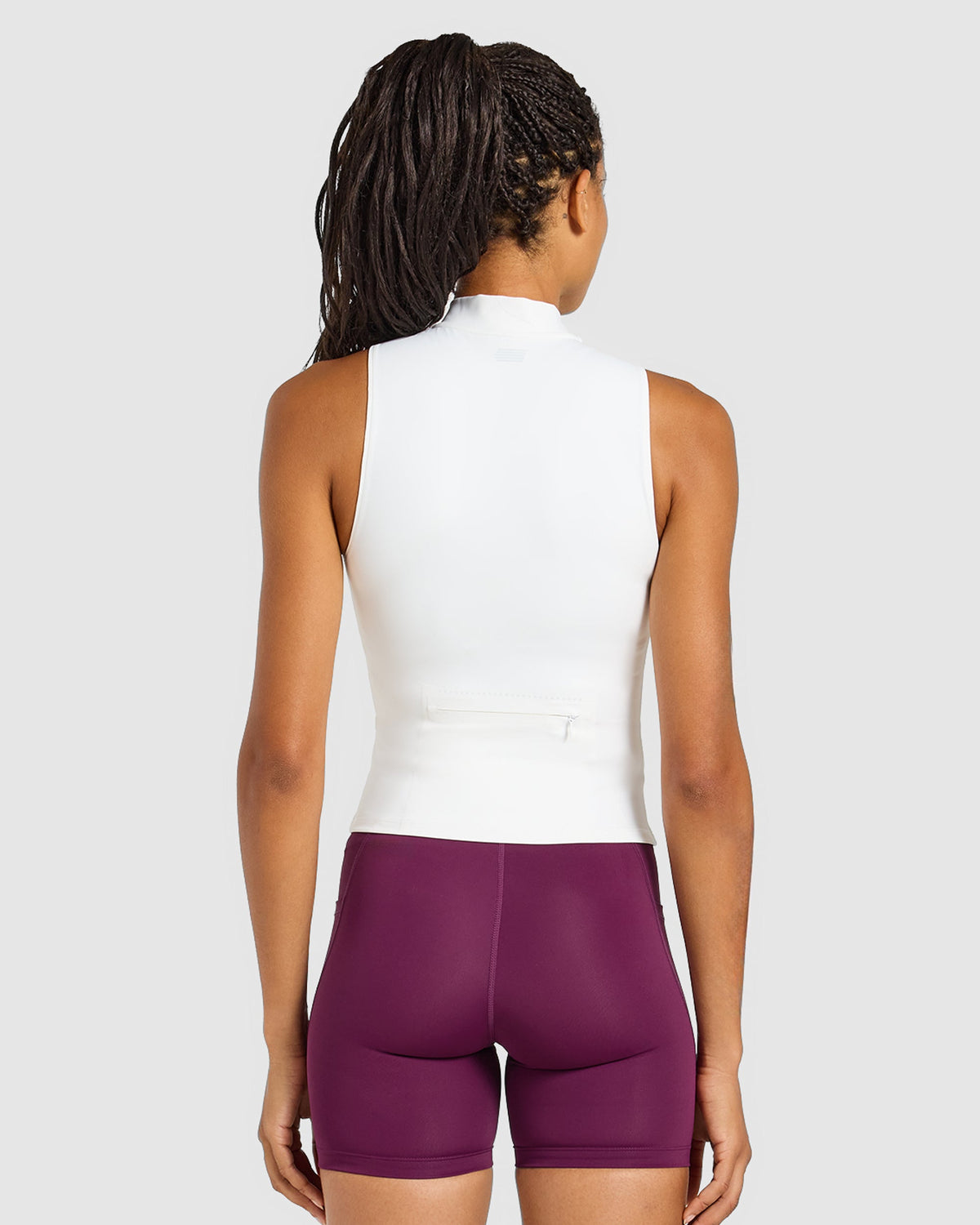 Run Sleeveless Zip Up Jacket - Blanc