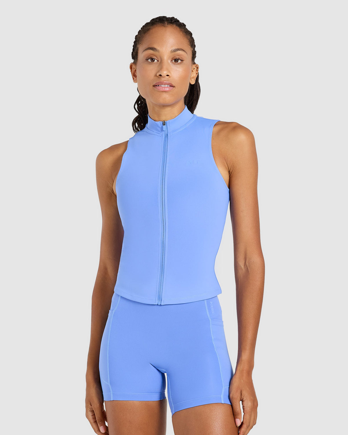 Run Sleeveless Zip Up Jacket - Cornflower Bleu