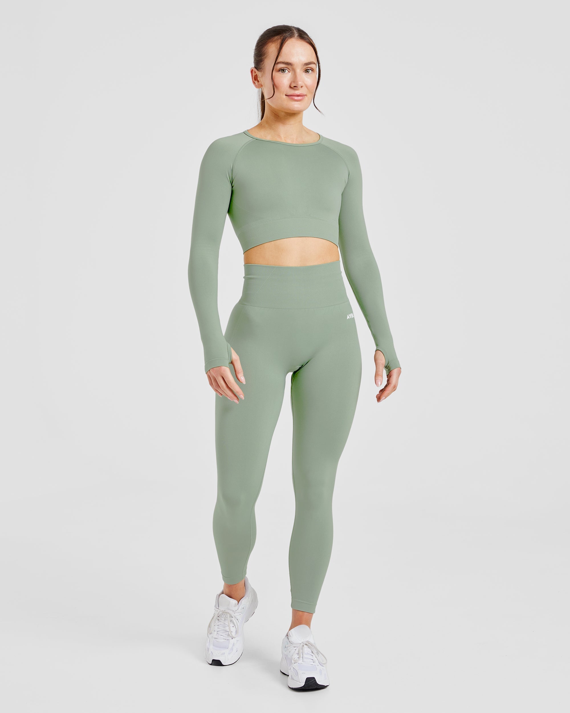 Empower Seamless Long Sleeve Crop Top - Grove Vert