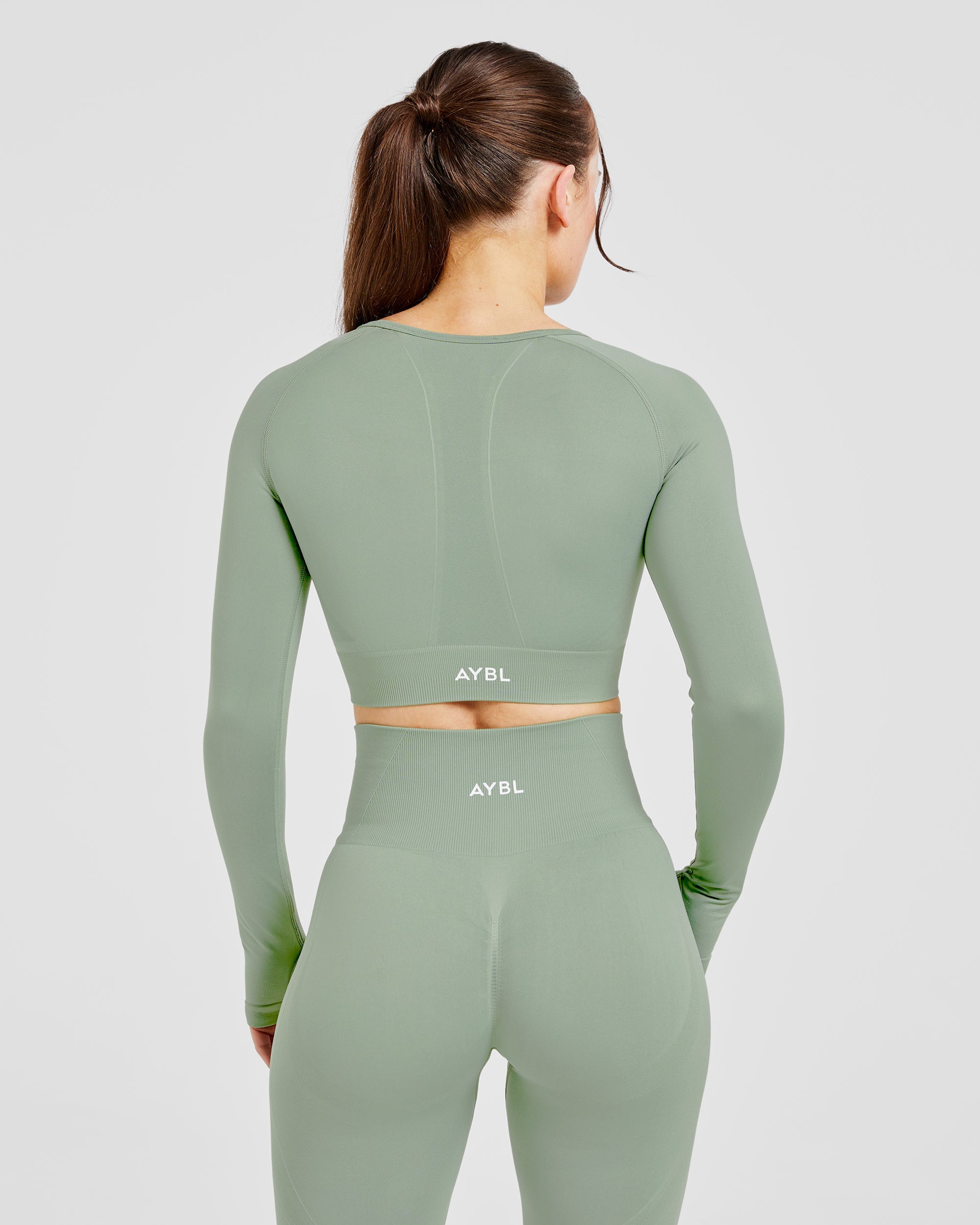 Empower Seamless Long Sleeve Crop Top - Grove Vert