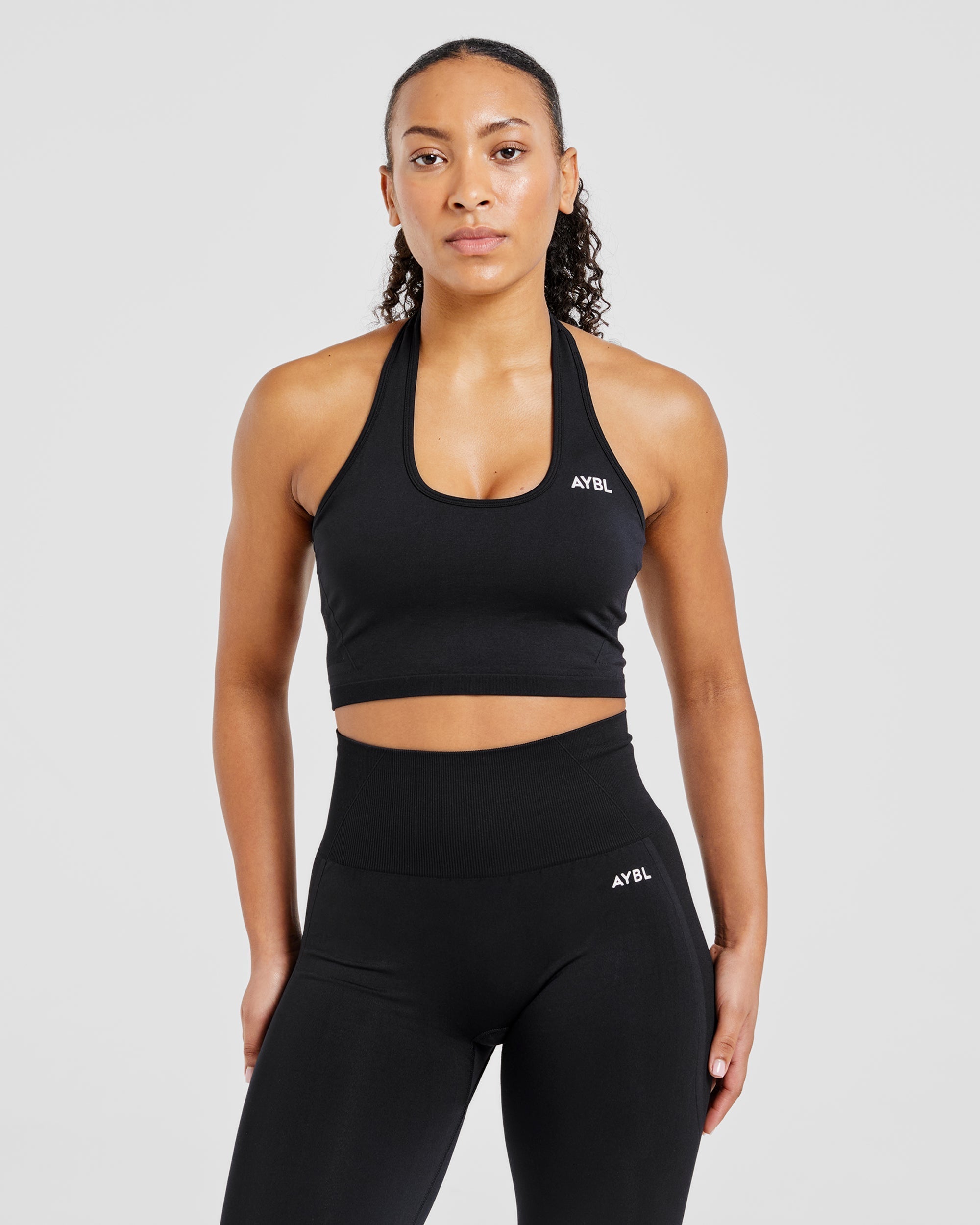 Empower Seamless Halterneck Crop Top - Noir