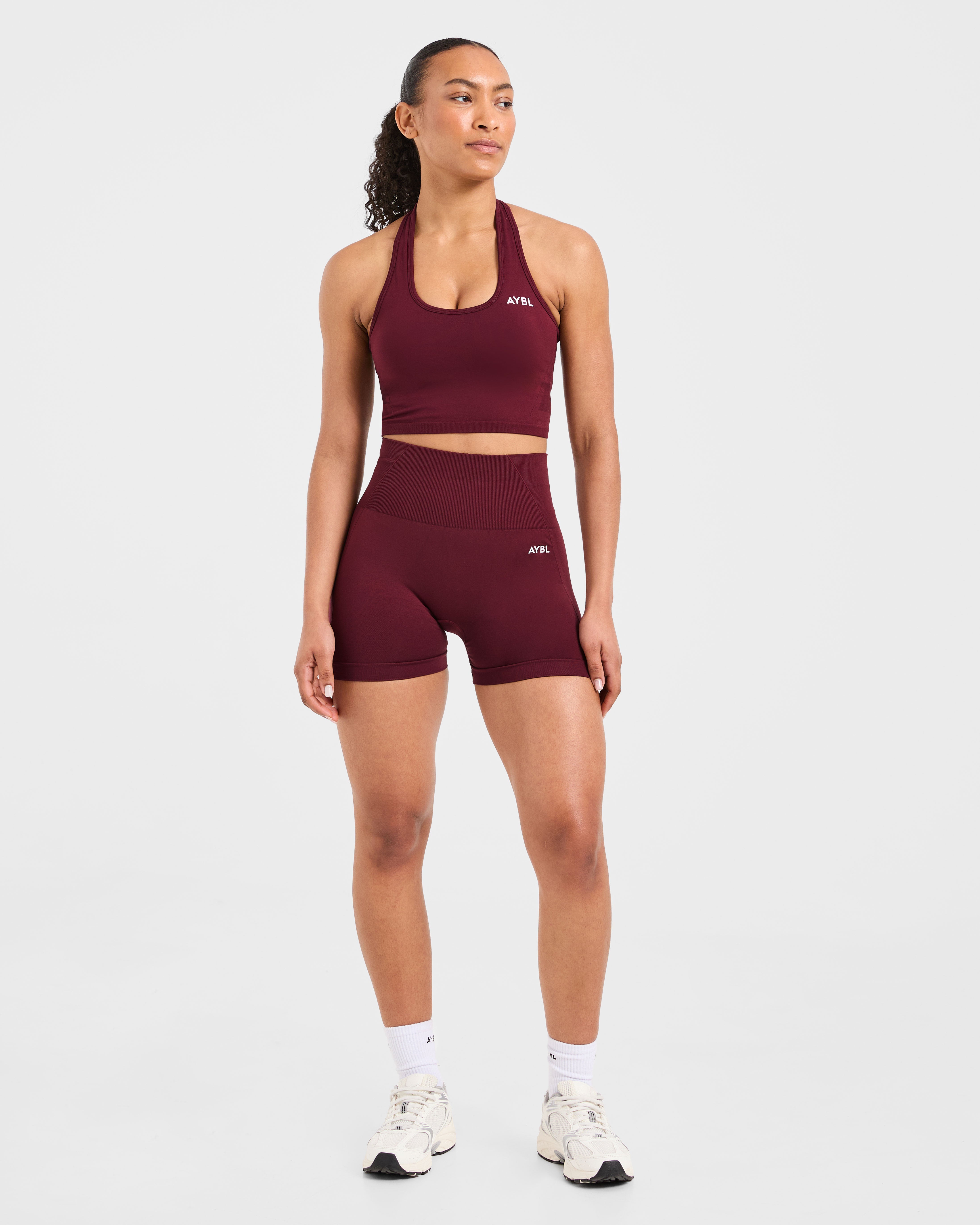 Empower Seamless Halterneck Crop Top - Rouge Wine